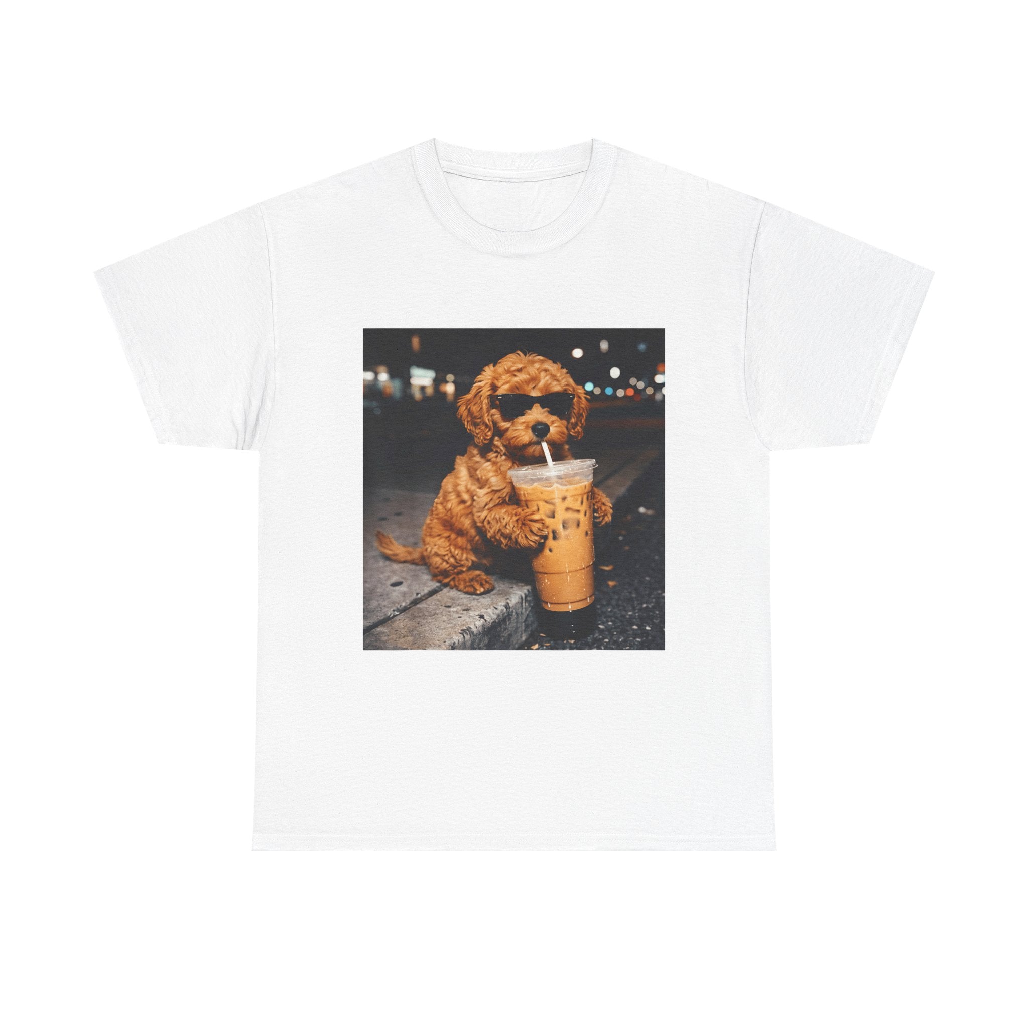 Puppy Drinking Iced Coffee T-Shirt