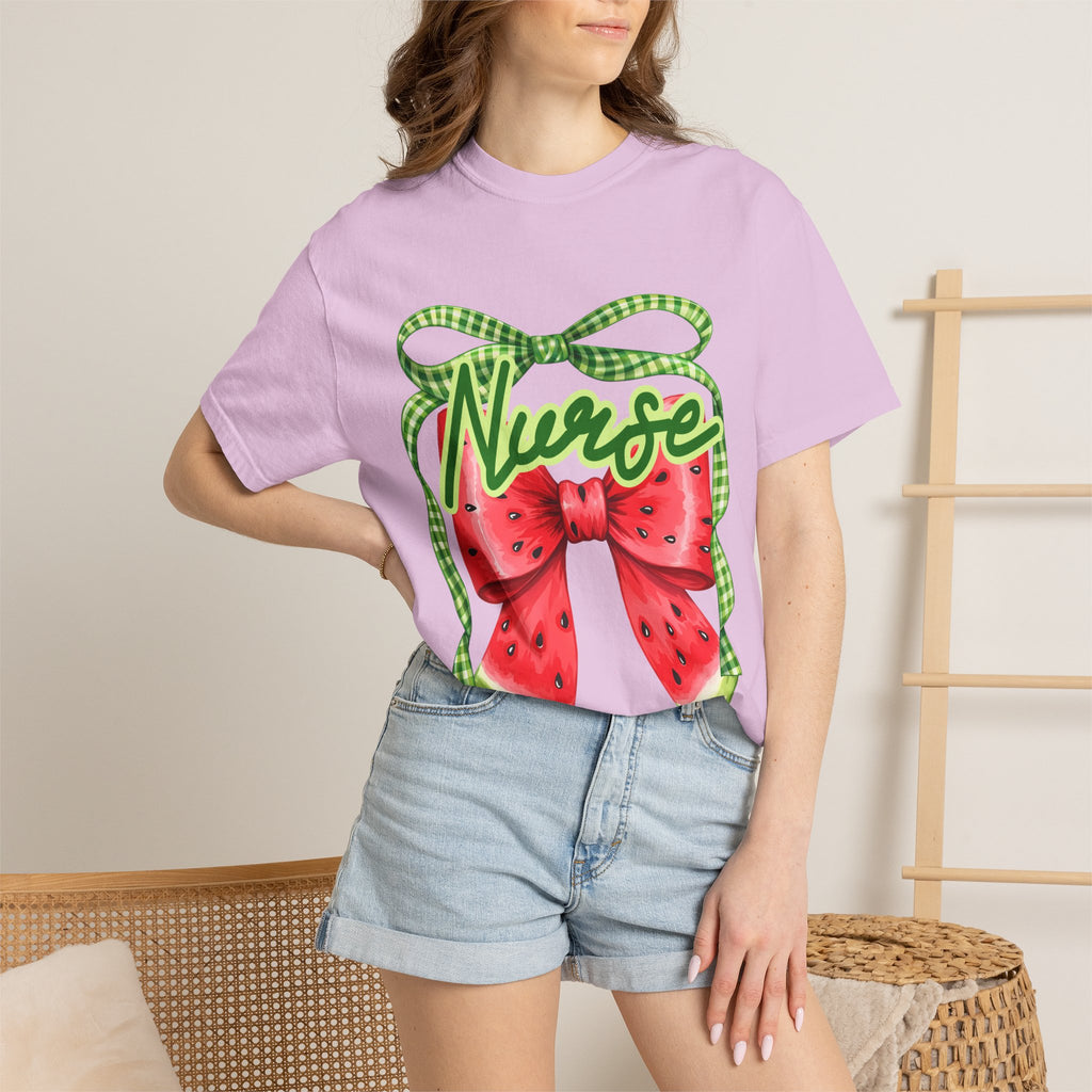 Nurse Watermelon Bow T-Shirt — Cute Summer Nurse Gift