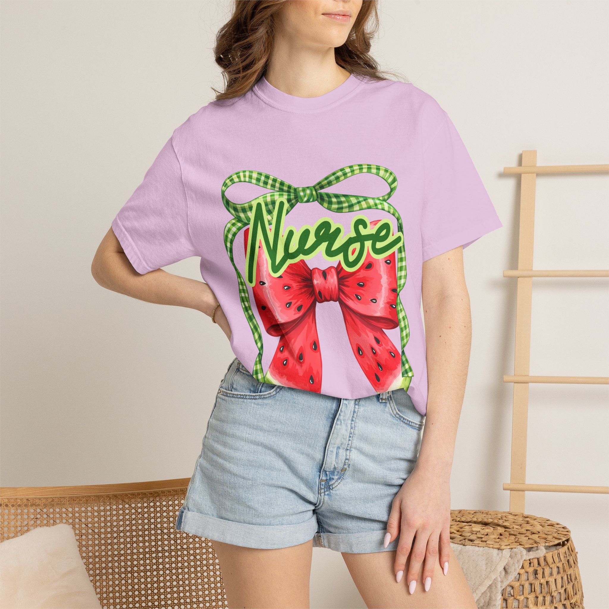 Nurse Watermelon Bow T-Shirt — Cute Summer Nurse Gift