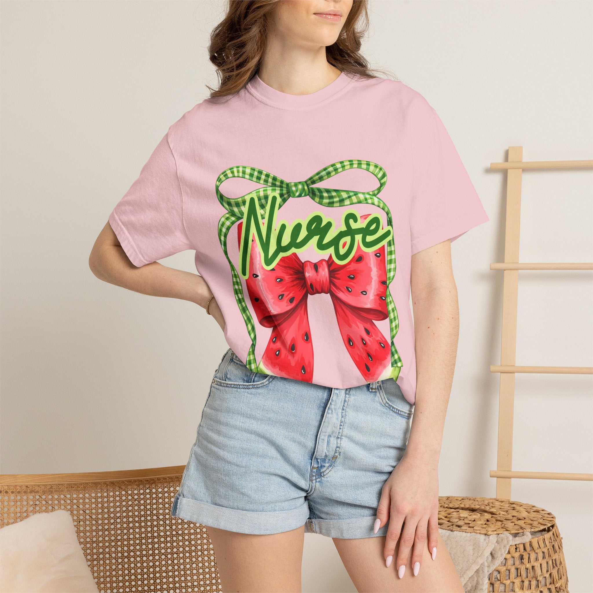 Nurse Watermelon Bow T-Shirt — Cute Summer Nurse Gift