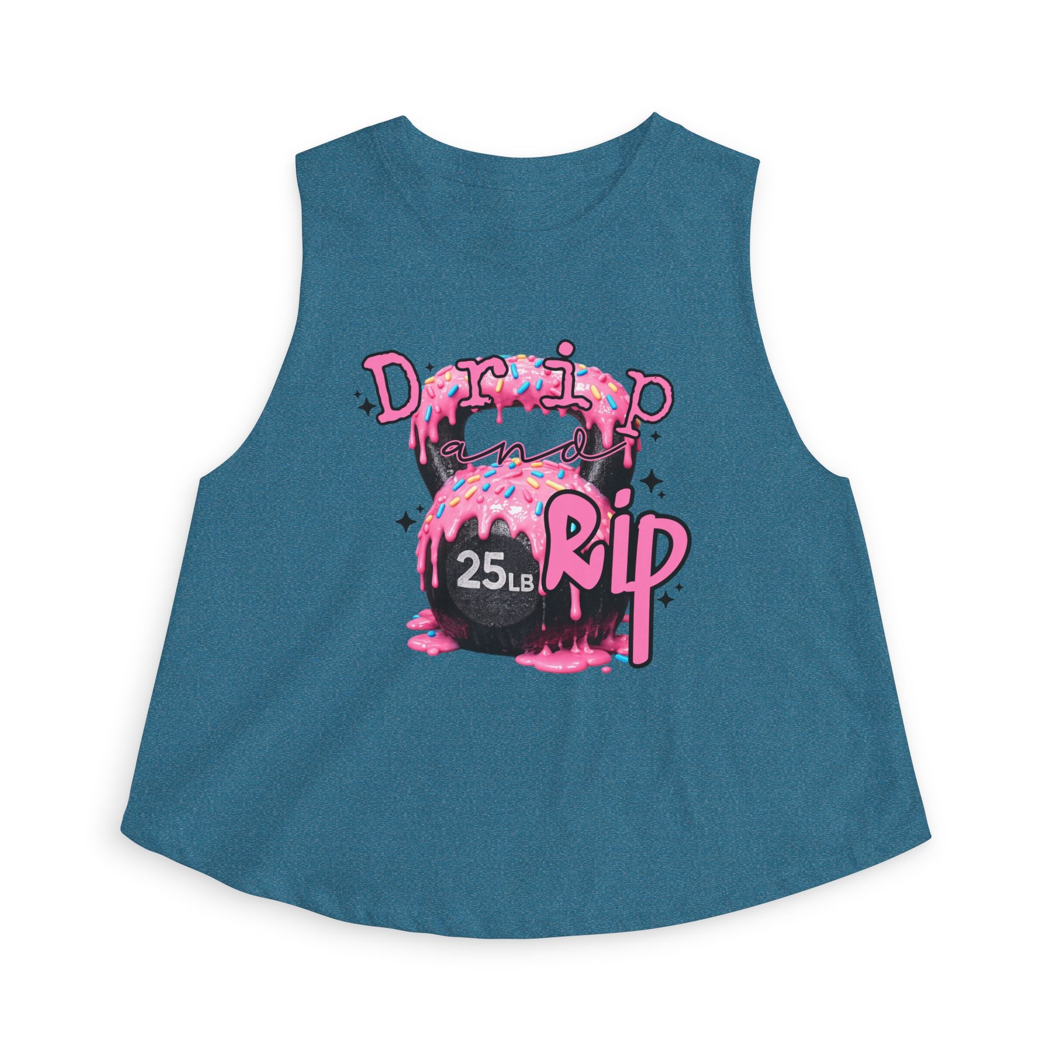 Crop Top — 'Drip or Rip' Pink Kettlebell Fitness Graphic