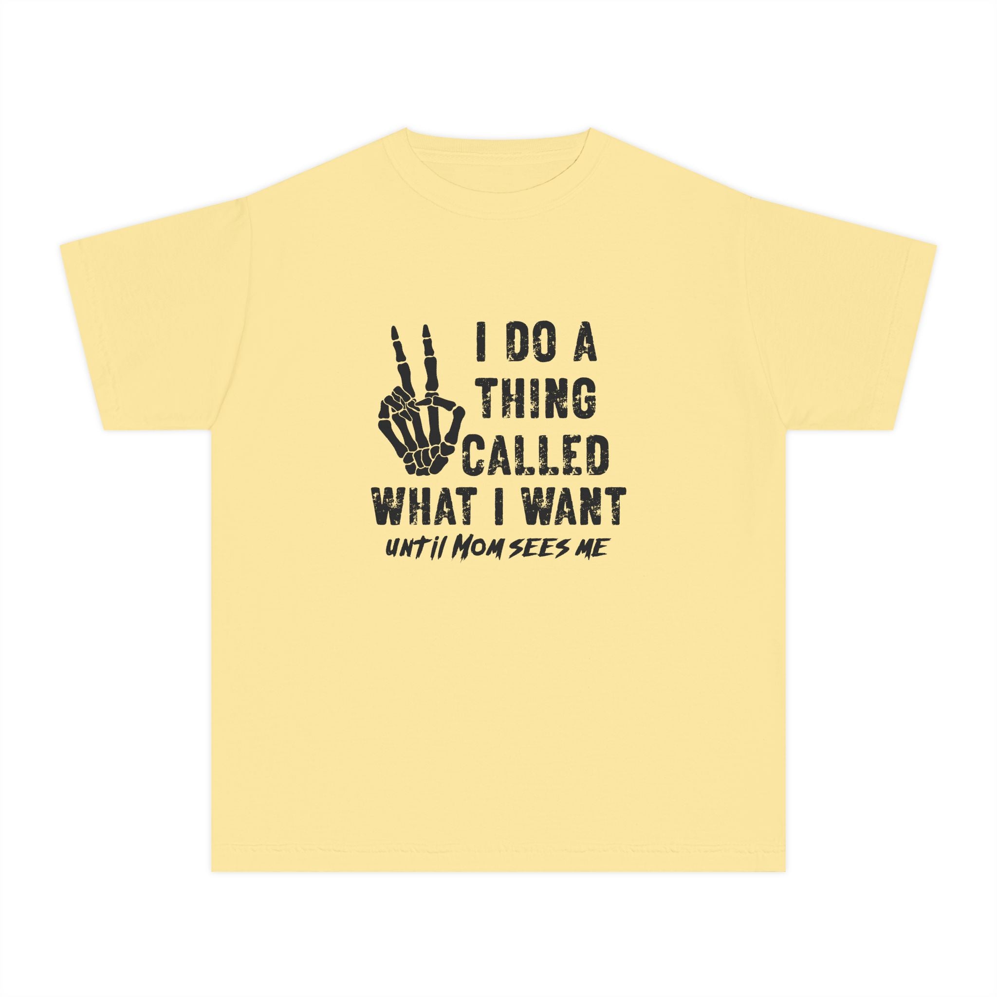 Youth Tee - "I Do A Thing Called What I Want" Skeleton Peace Sign Graphic