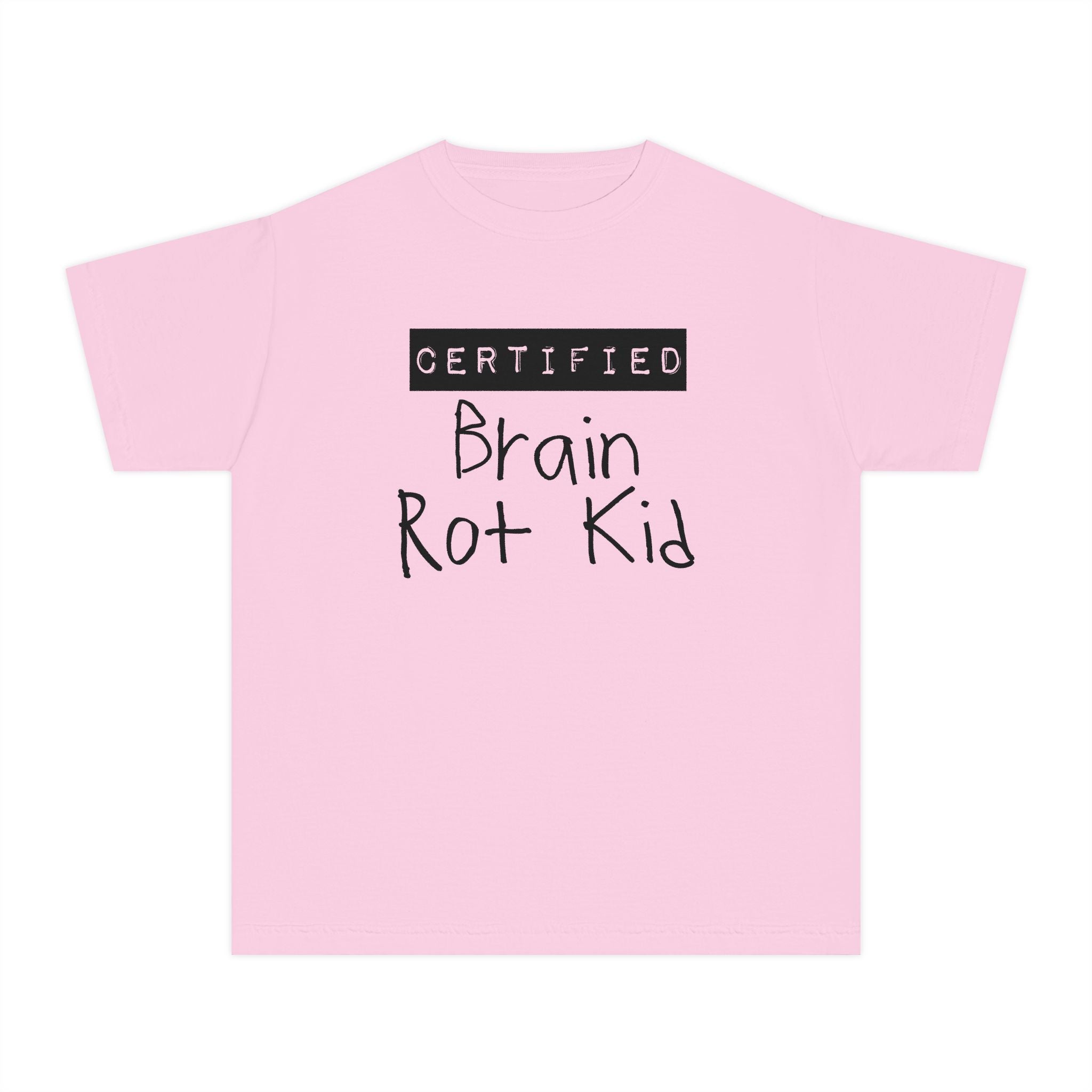 Youth T‑Shirt “Certified Brain Rot Kid” Graphic Tee — Funny Retro Handwritten Kids Shirt