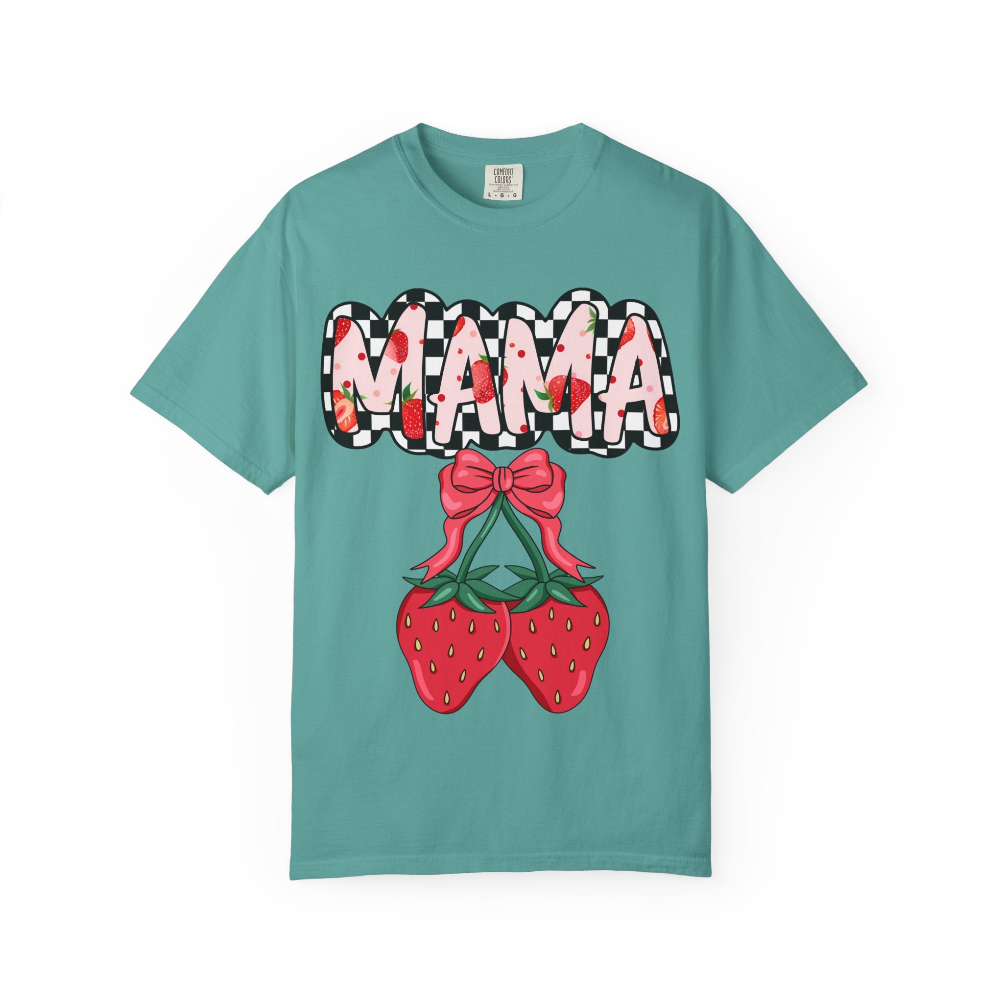 Mama Strawberry T-Shirt — Cute Floral Plaid Mama Tee for Mothers, Mother’s Day Gift