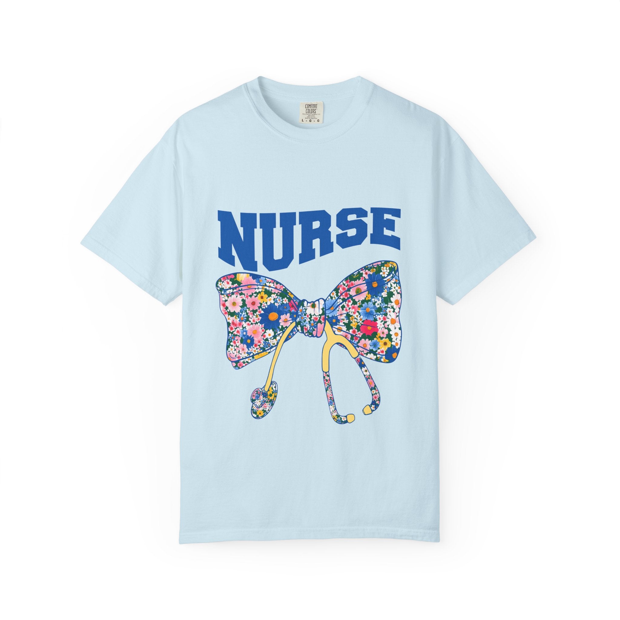 Nurse Floral Stethoscope T-Shirt — Floral Bow & Stethoscope Nurse Tee