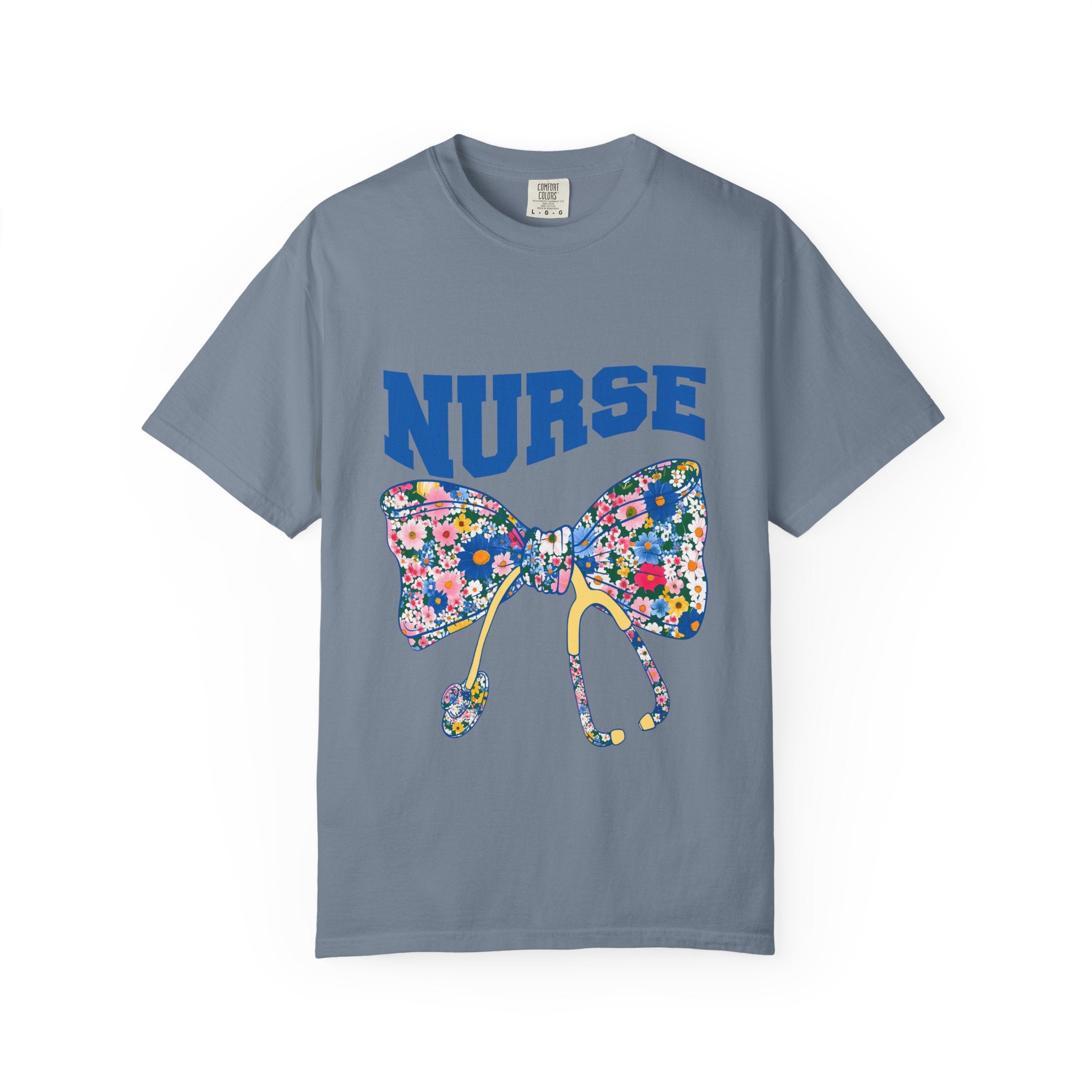 Nurse Floral Stethoscope T-Shirt — Floral Bow & Stethoscope Nurse Tee