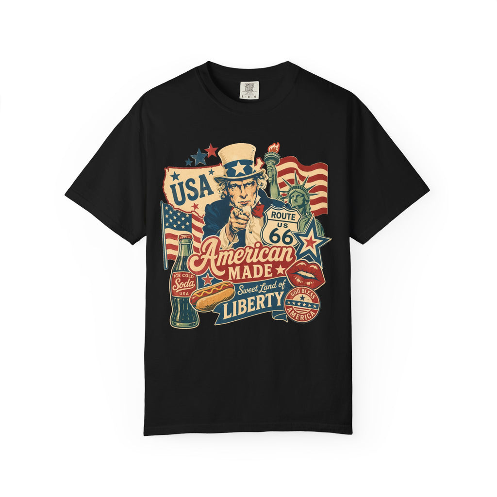 American Made Liberty T-Shirt — Vintage Uncle Sam Route 66 USA Graphic