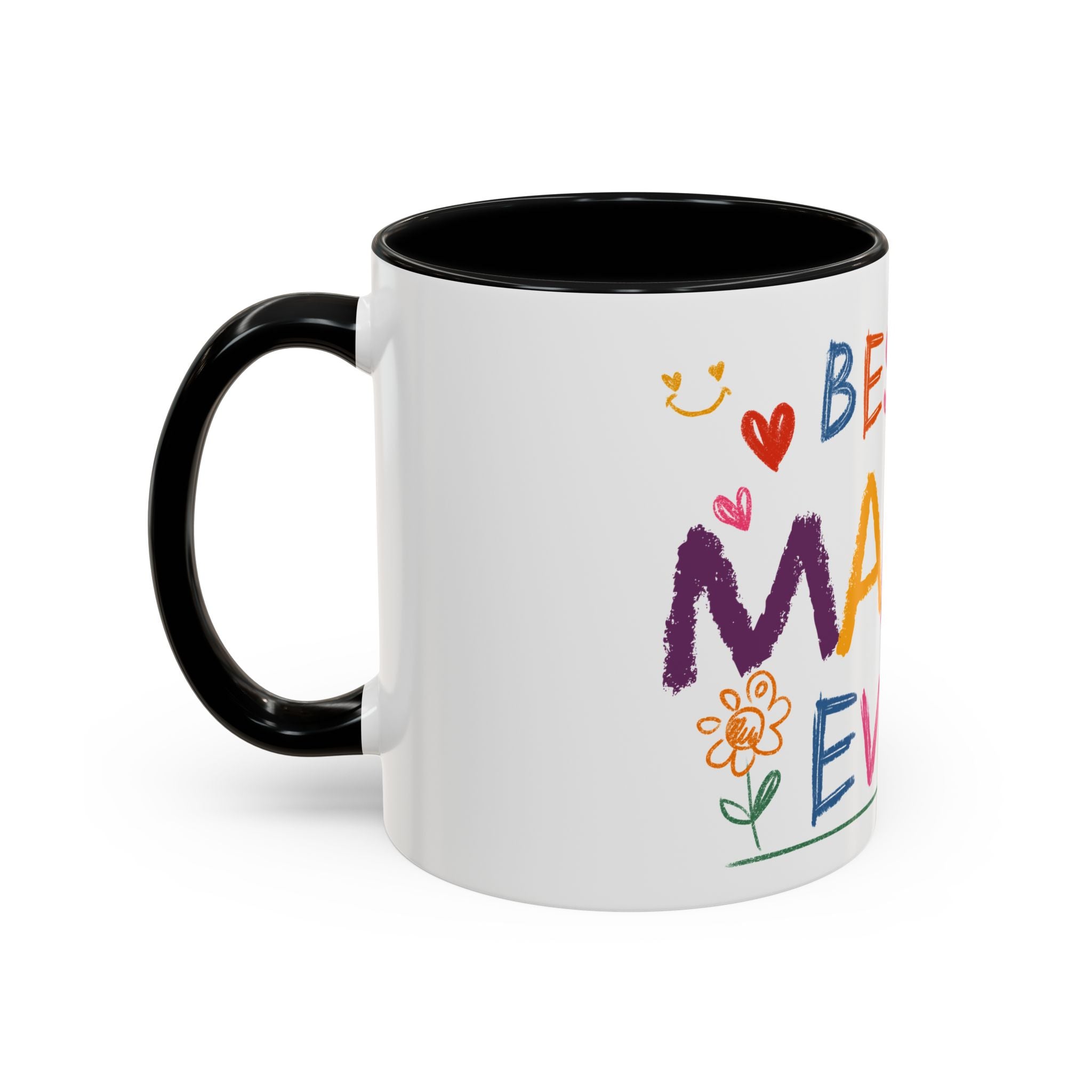 Best Mama Ever Accent Coffee Mug — Colorful Handwritten Mother’s Day Gift (11/15oz)