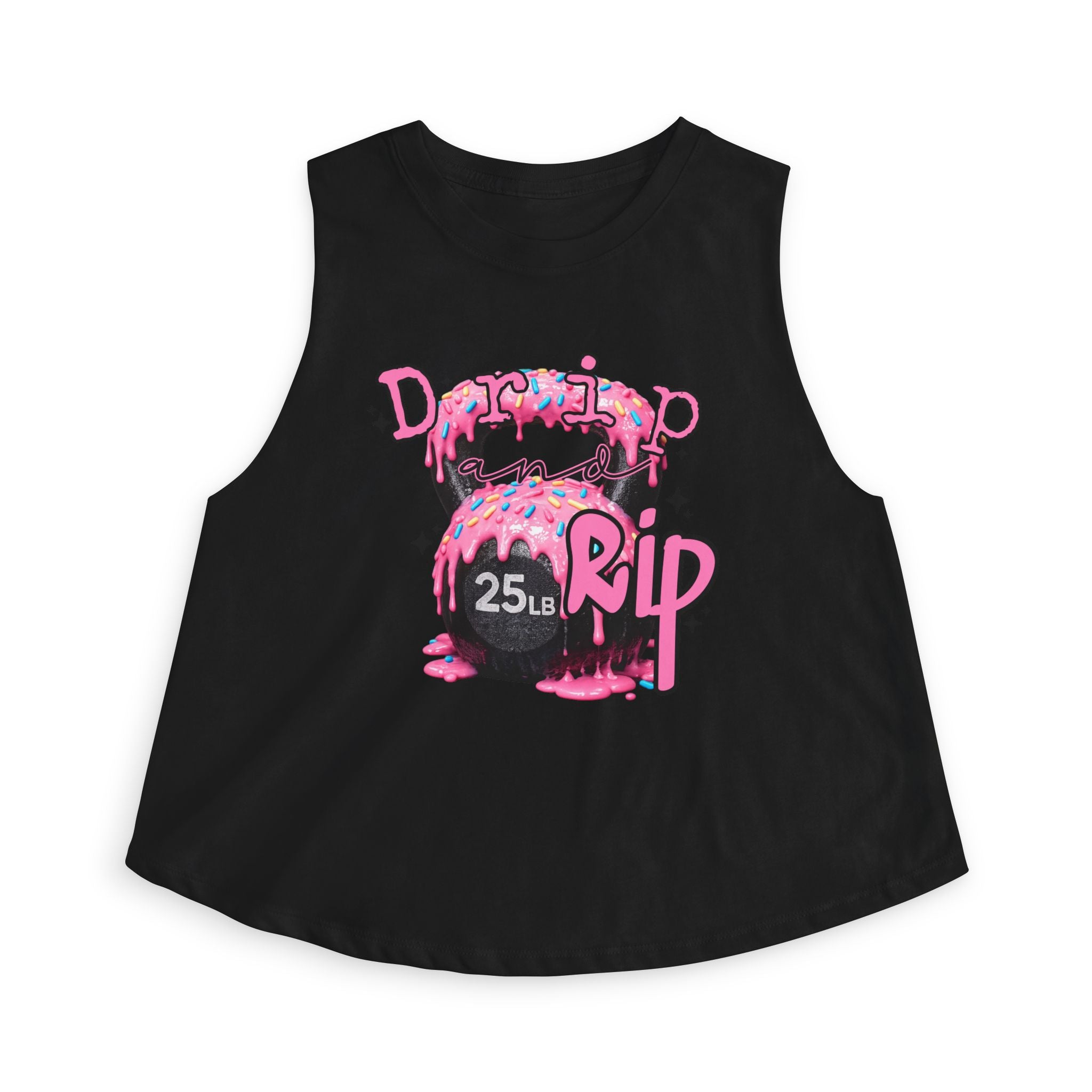 Crop Top — 'Drip or Rip' Pink Kettlebell Fitness Graphic