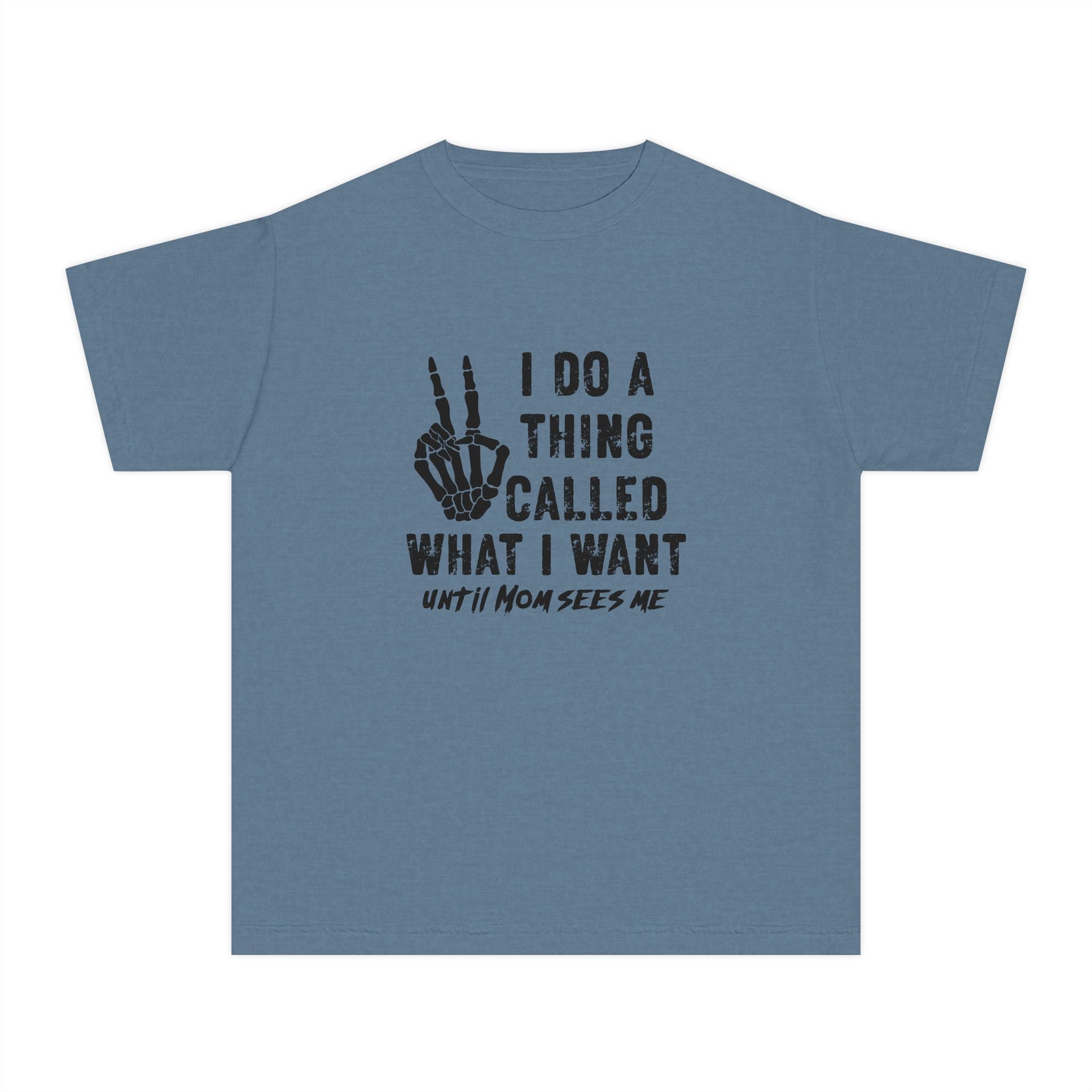 Youth Tee - "I Do A Thing Called What I Want" Skeleton Peace Sign Graphic