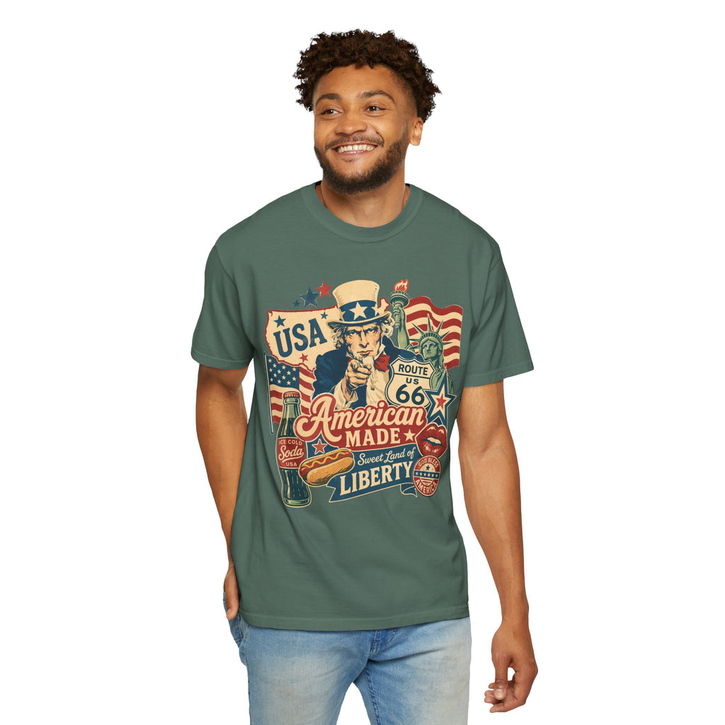 American Made Liberty T-Shirt — Vintage Uncle Sam Route 66 USA Graphic