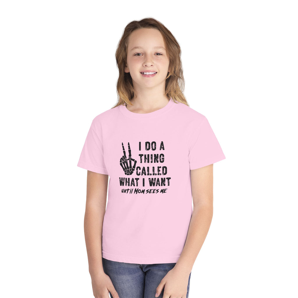 Youth Tee - "I Do A Thing Called What I Want" Skeleton Peace Sign Graphic
