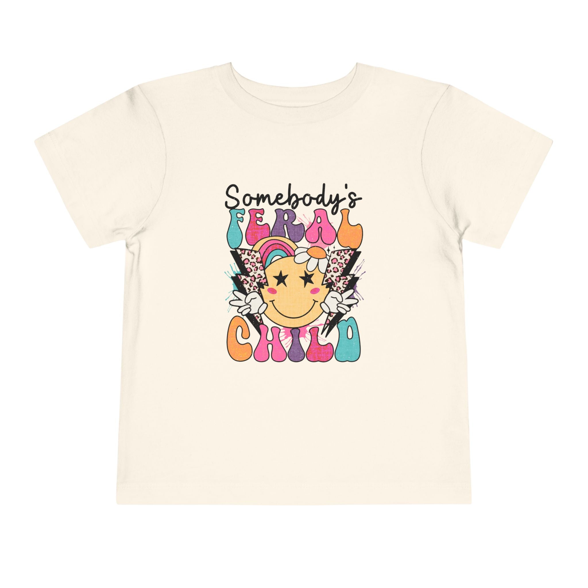 Somebody's Fearless Child Toddler Tee — Retro Rainbow Smiley Graphic