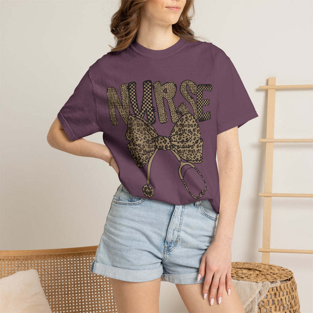 Nurse Leopard Print Stethoscope T-Shirt