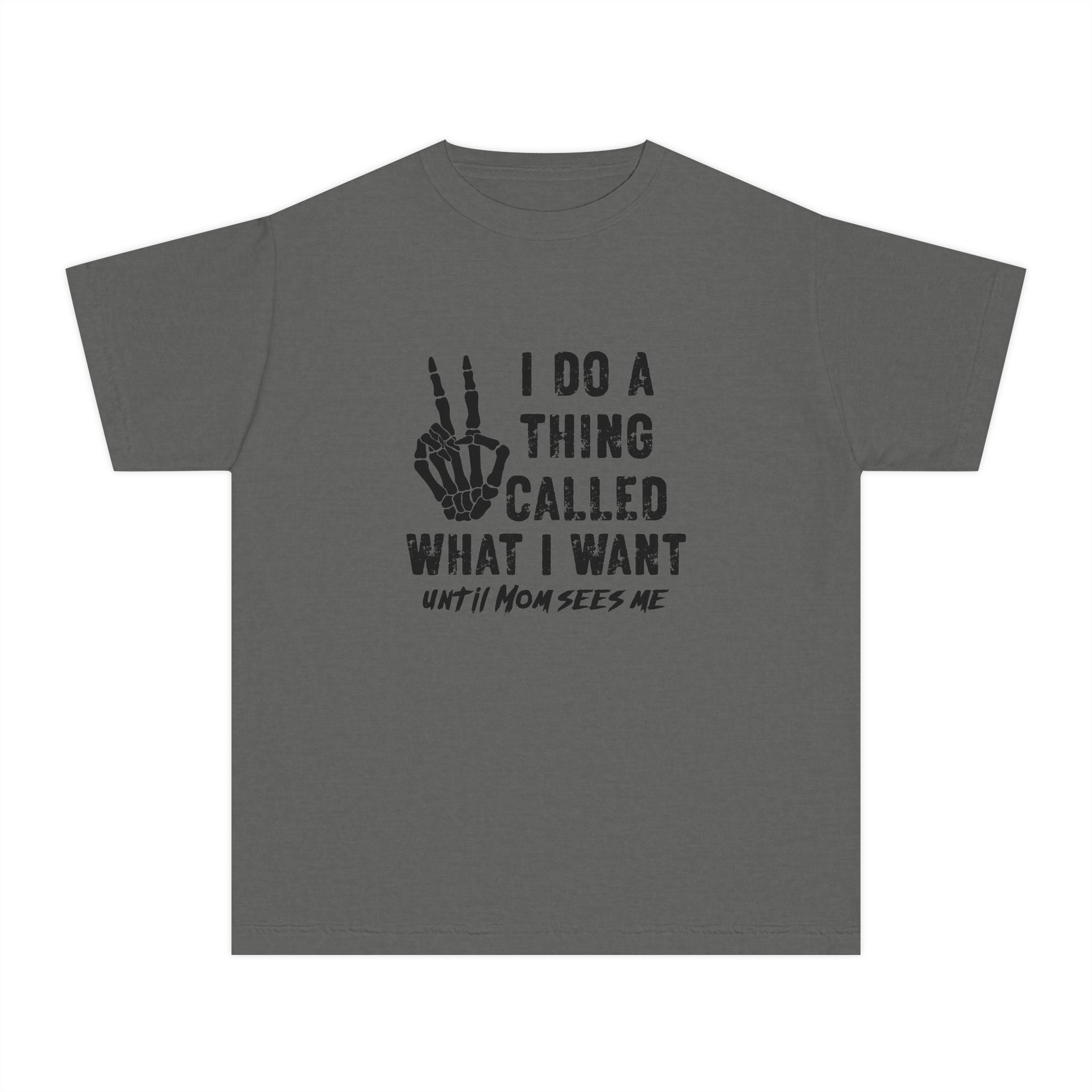 Youth Tee - "I Do A Thing Called What I Want" Skeleton Peace Sign Graphic
