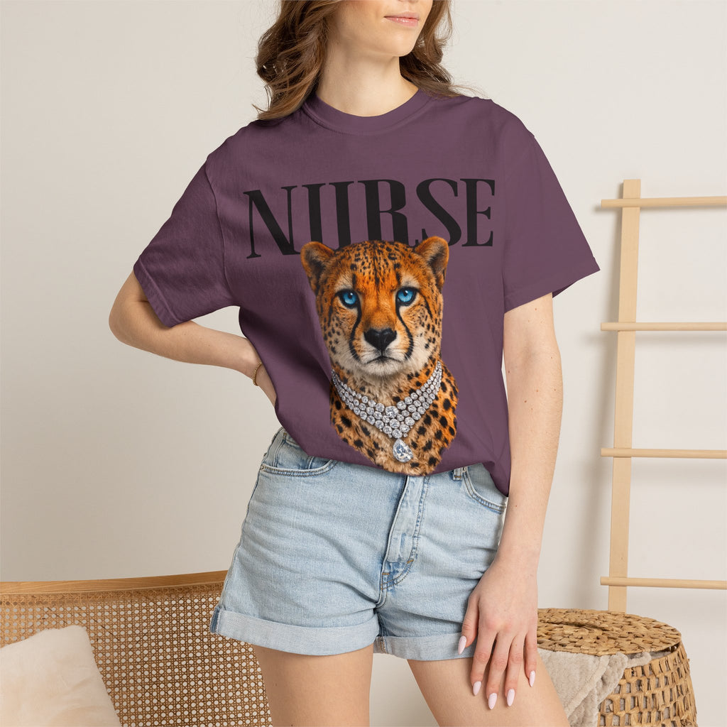 Nurse Cheetah Graphic T-Shirt — Stylish Medical Professional Tee