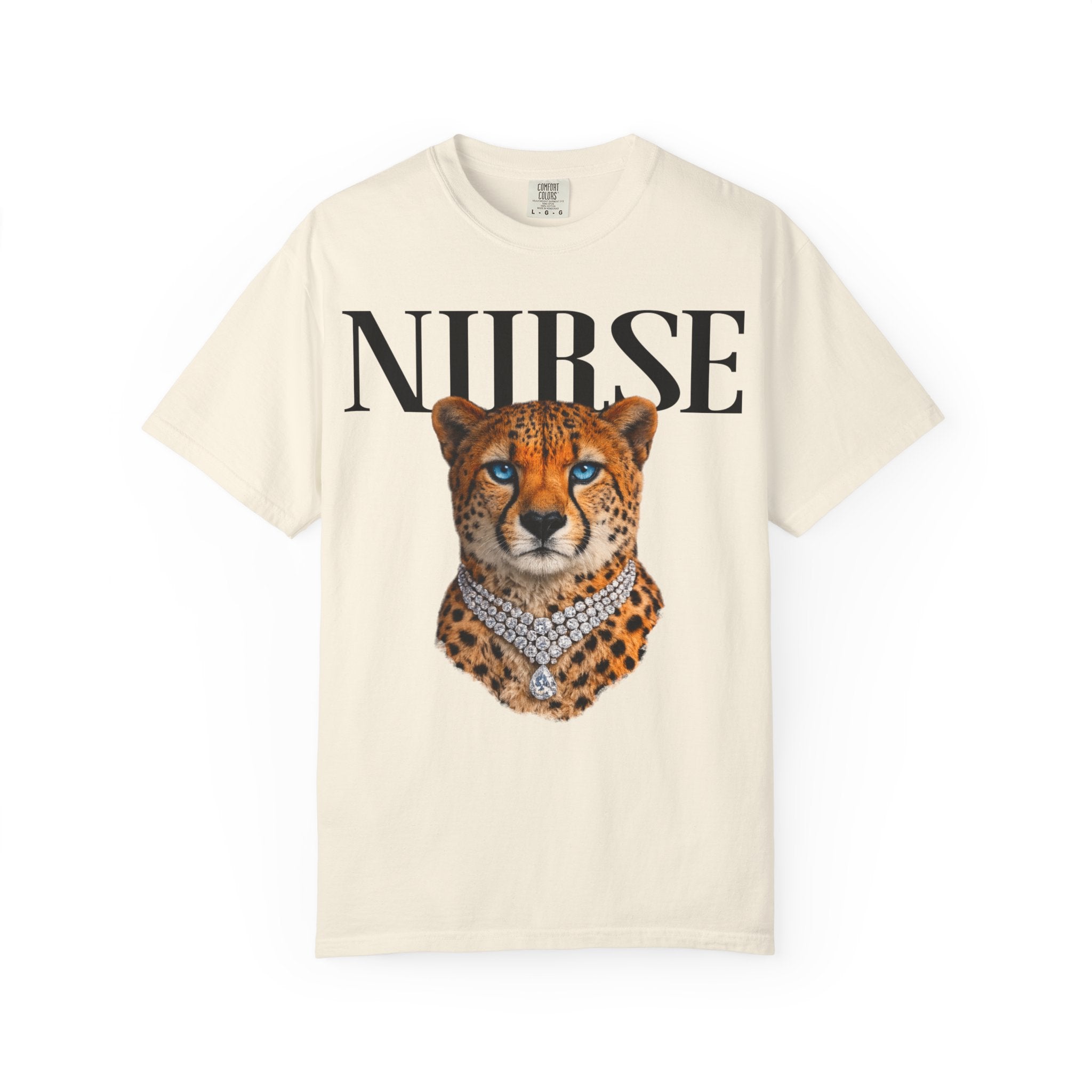 Nurse Cheetah Graphic T-Shirt — Stylish Medical Professional Tee