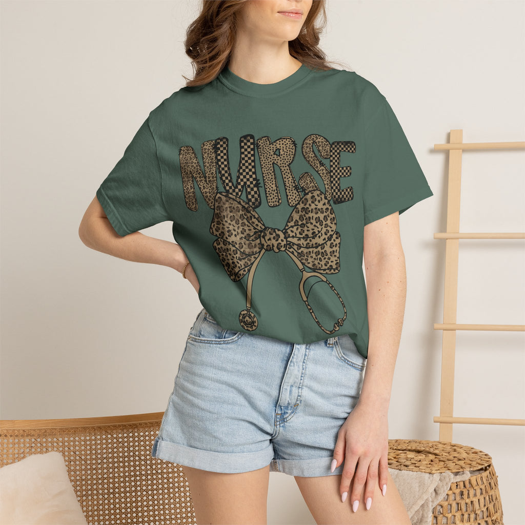 Nurse Leopard Print Stethoscope T-Shirt