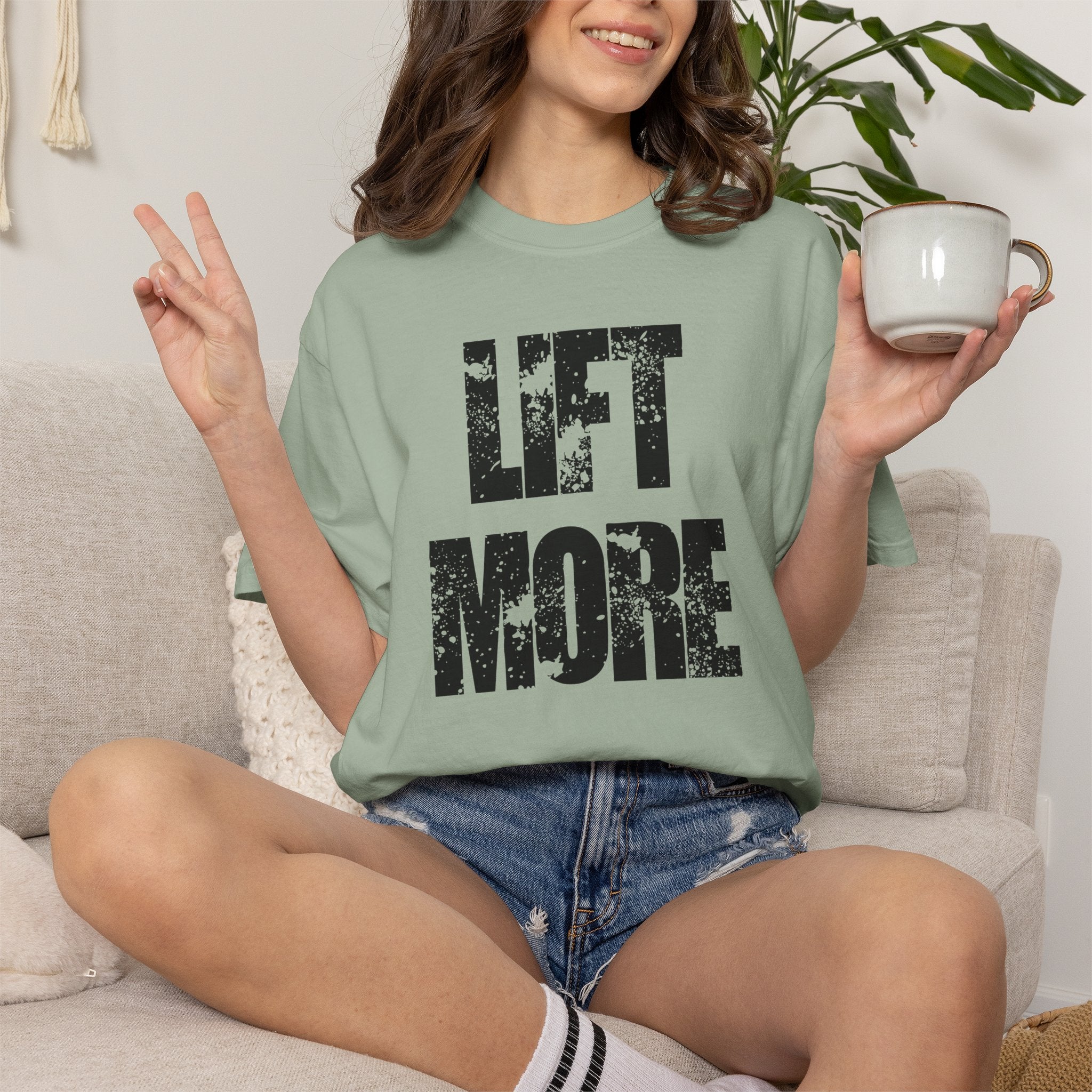 Lift More T-Shirt — Distressed Fitness Workout Tee for Weightlifters
