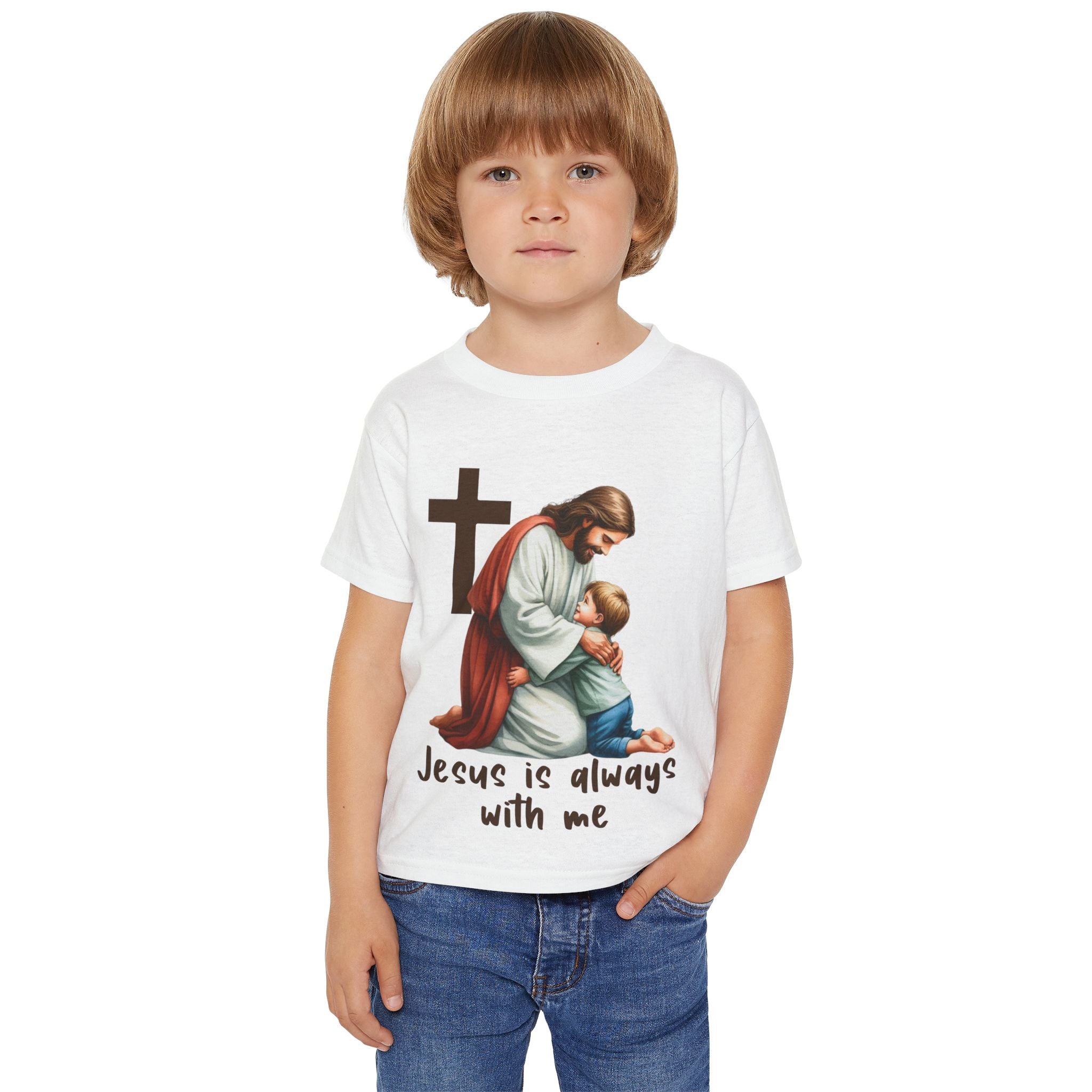 Toddler T‑Shirt — "Jesus Is Always With Me" Religious Kids Tee