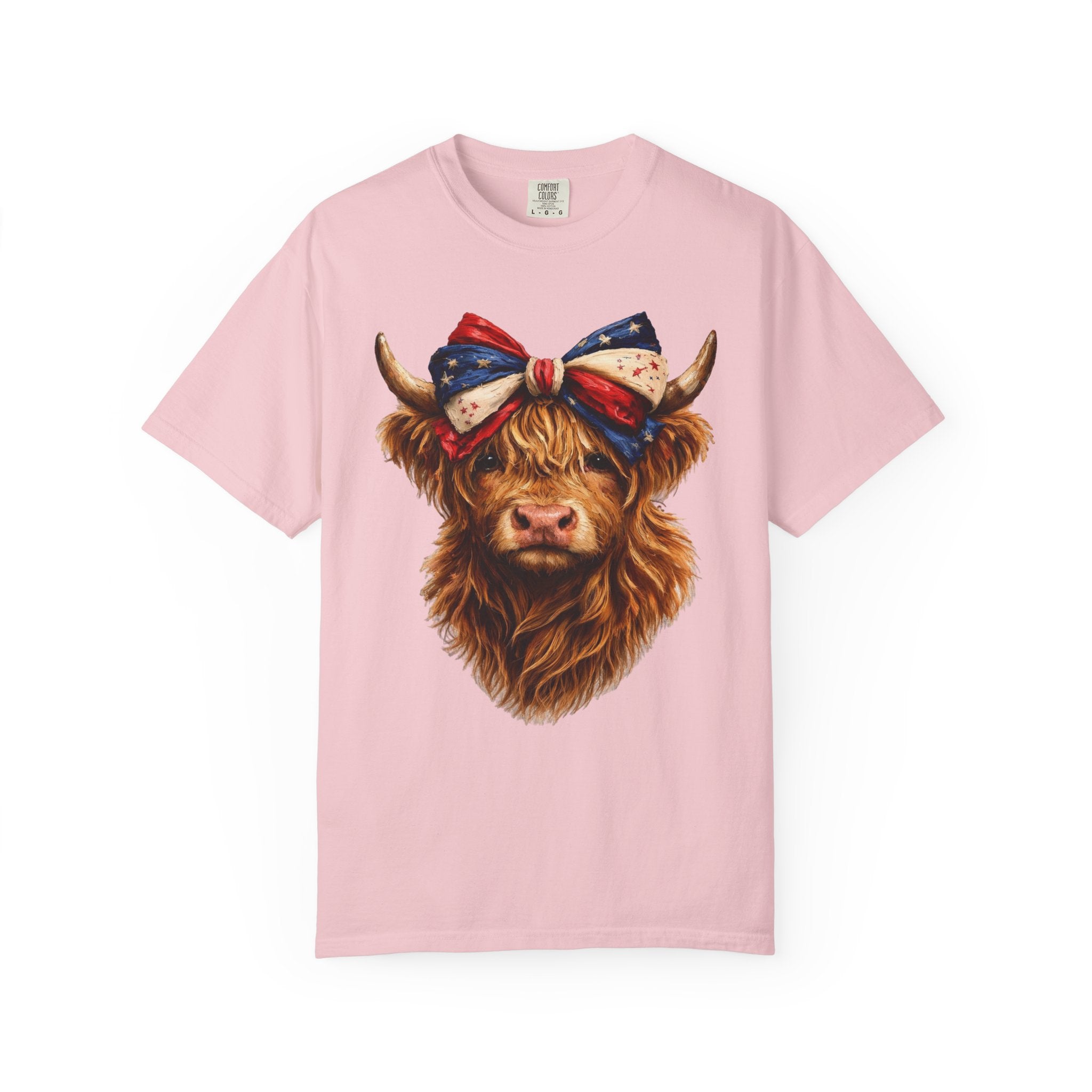 Highland Cow Tee — Patriotic Bandana Cow Graphic T-Shirt