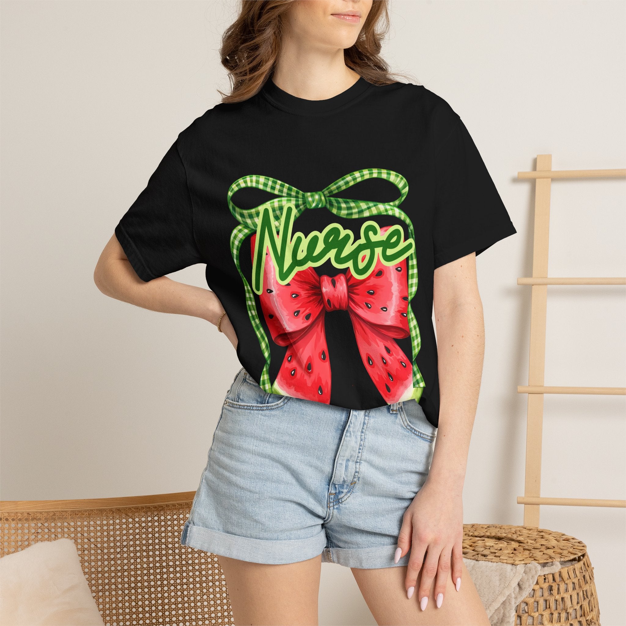 Nurse Watermelon Bow T-Shirt — Cute Summer Nurse Gift