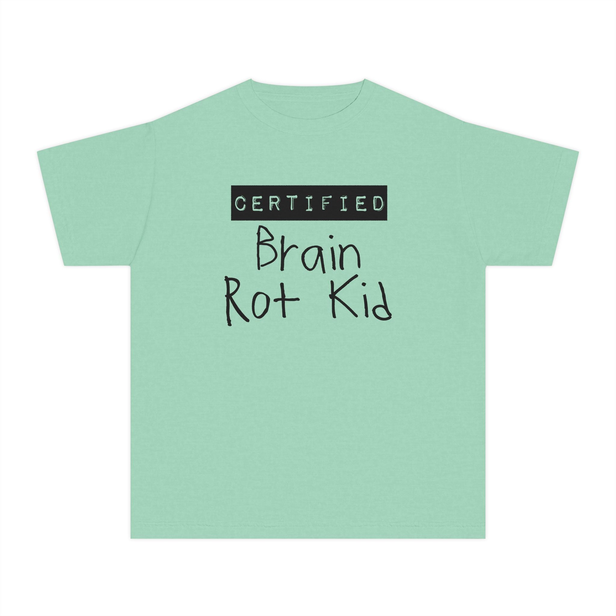 Youth T‑Shirt “Certified Brain Rot Kid” Graphic Tee — Funny Retro Handwritten Kids Shirt