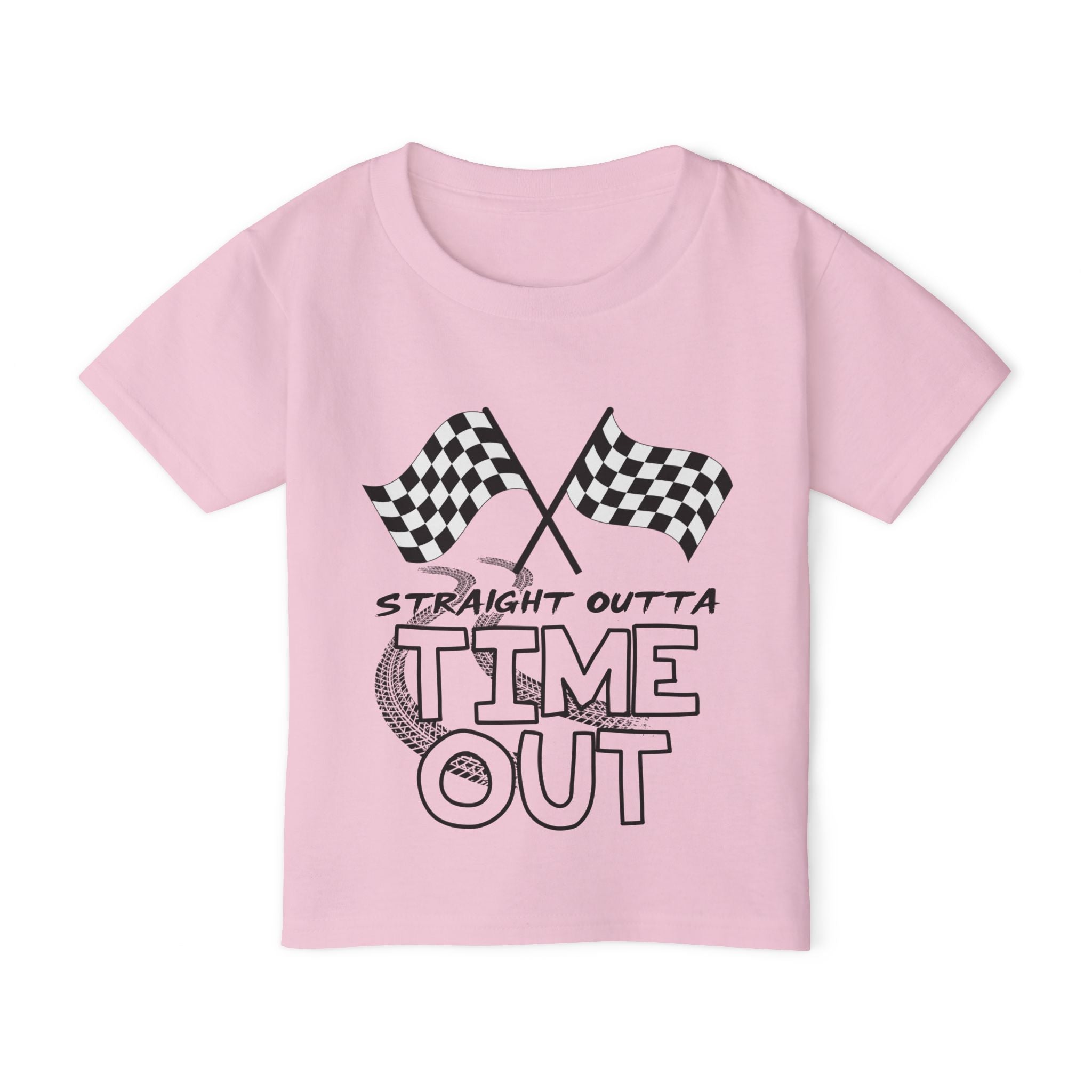 Toddler T-Shirt — "Straight Outta Time Out" Racing Flag Kids Tee
