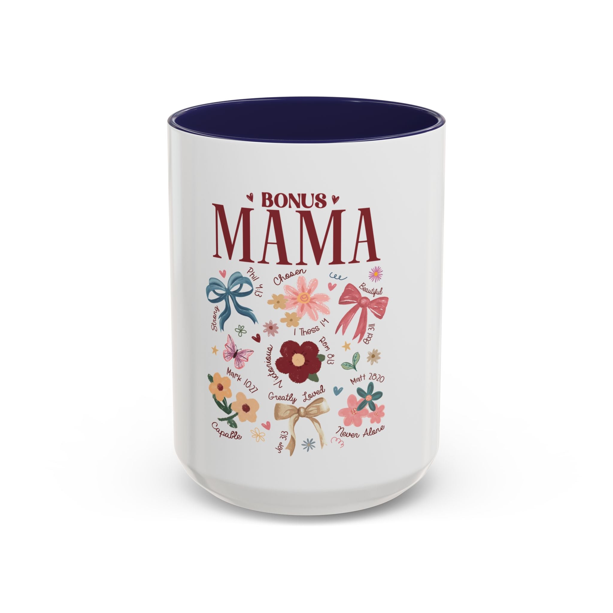 Bonus Mama Floral Coffee Mug – 11/15oz Accent Mug, Gift for Stepmom or Bonus Mom