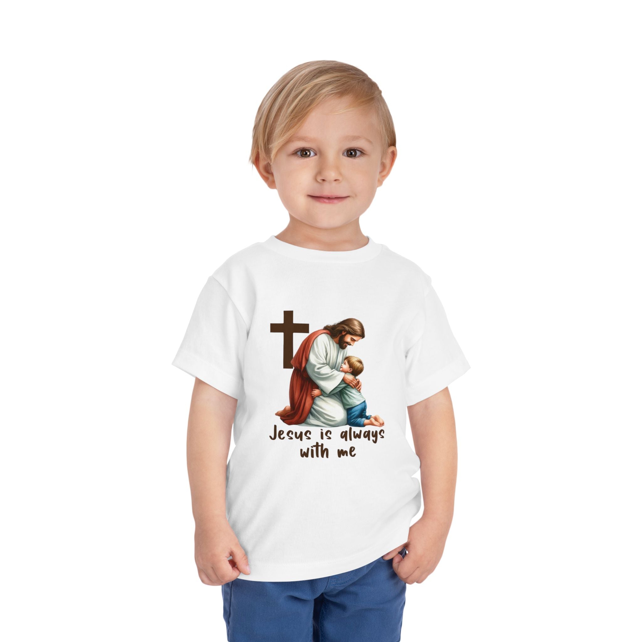 Toddler Tee — "Jesus Is Always With Me" Religious Baby T‑Shirt