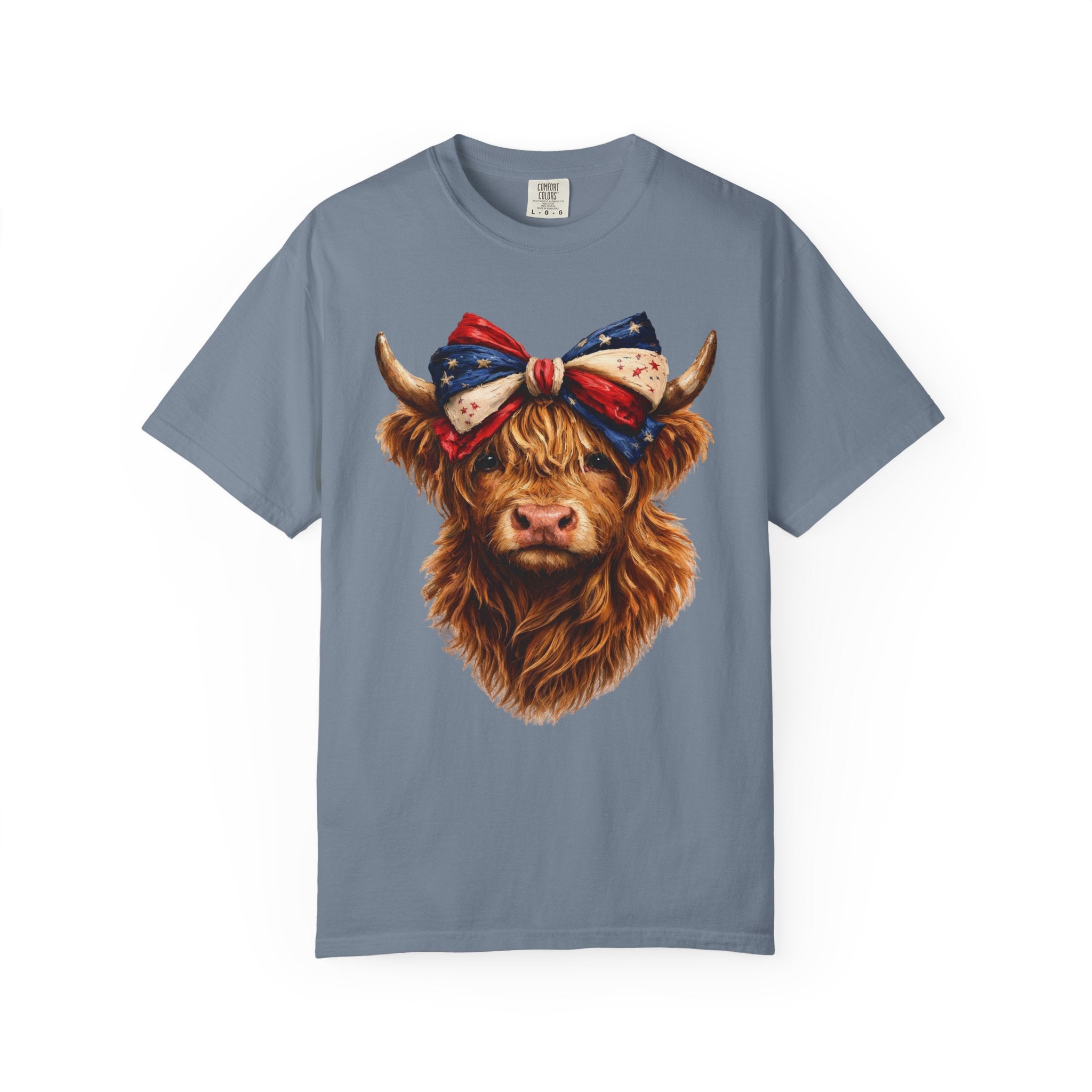 Highland Cow Tee — Patriotic Bandana Cow Graphic T-Shirt