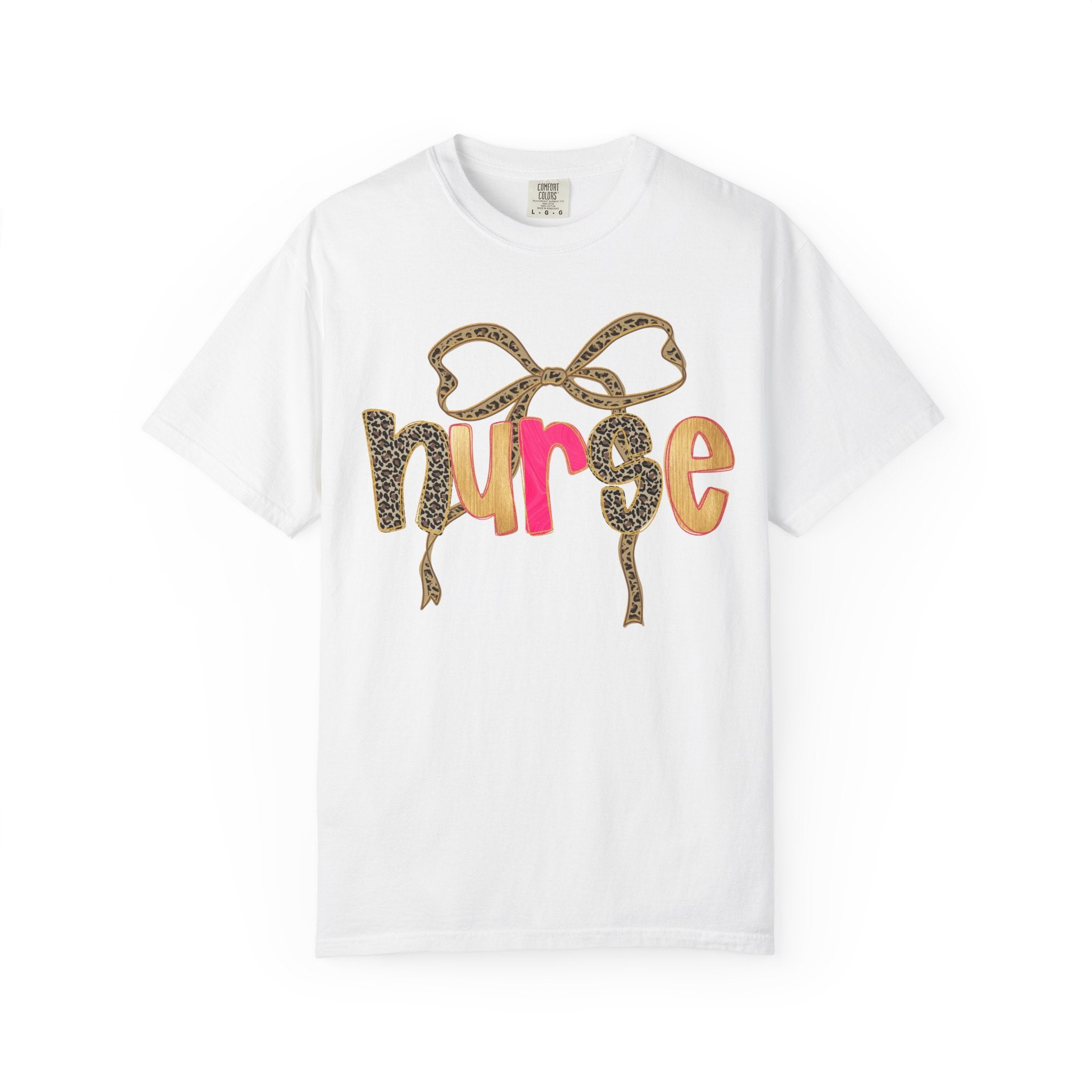 Nurse Leopard Bow T-Shirt — Cute Colorful Nurse Tee