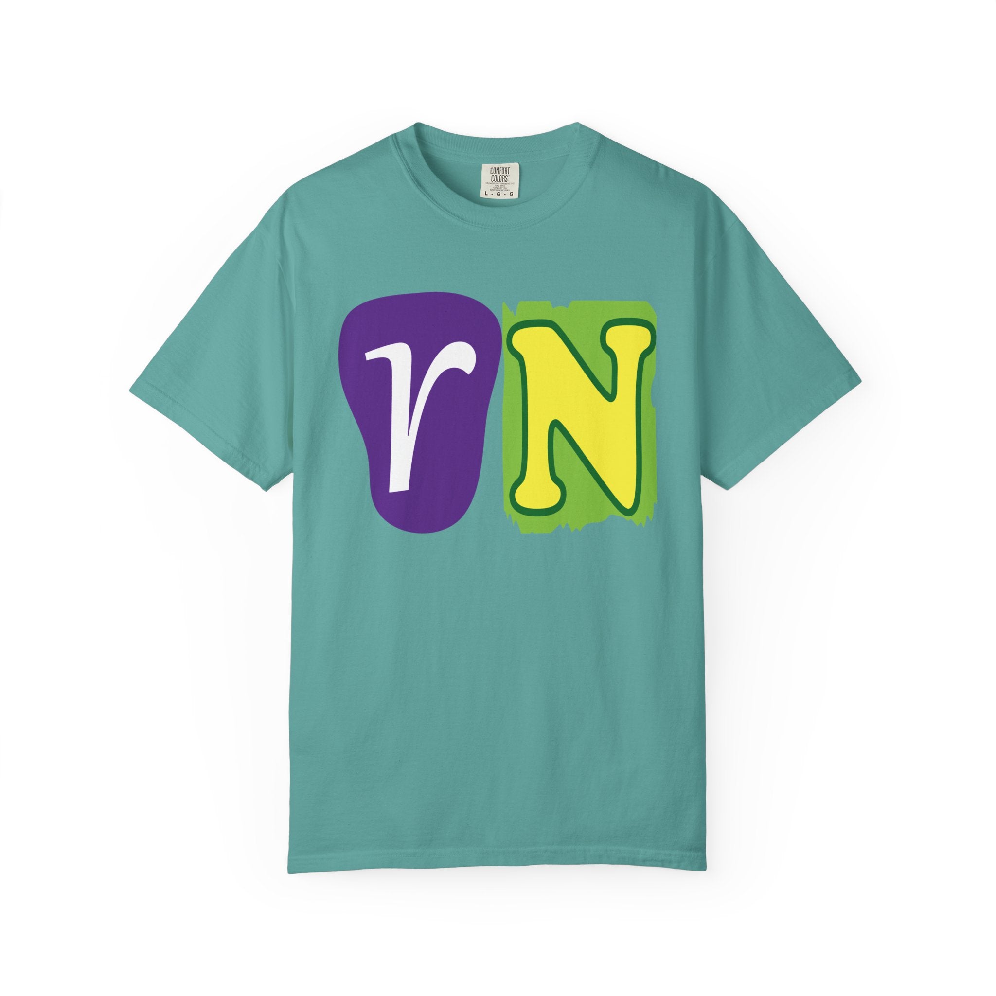RN Block Letter T-Shirt — Playful Color-Block Initial Tee