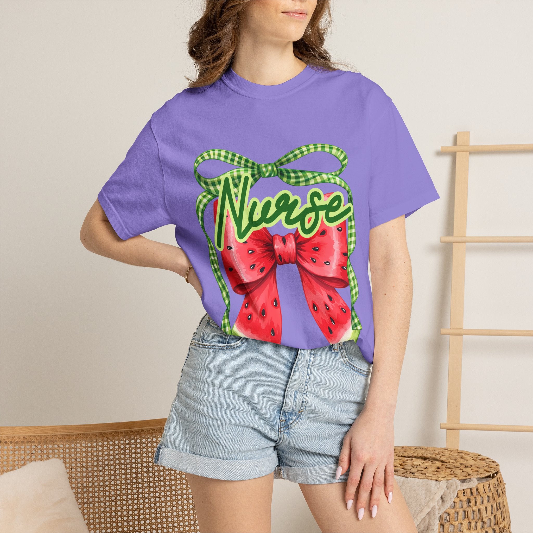 Nurse Watermelon Bow T-Shirt — Cute Summer Nurse Gift