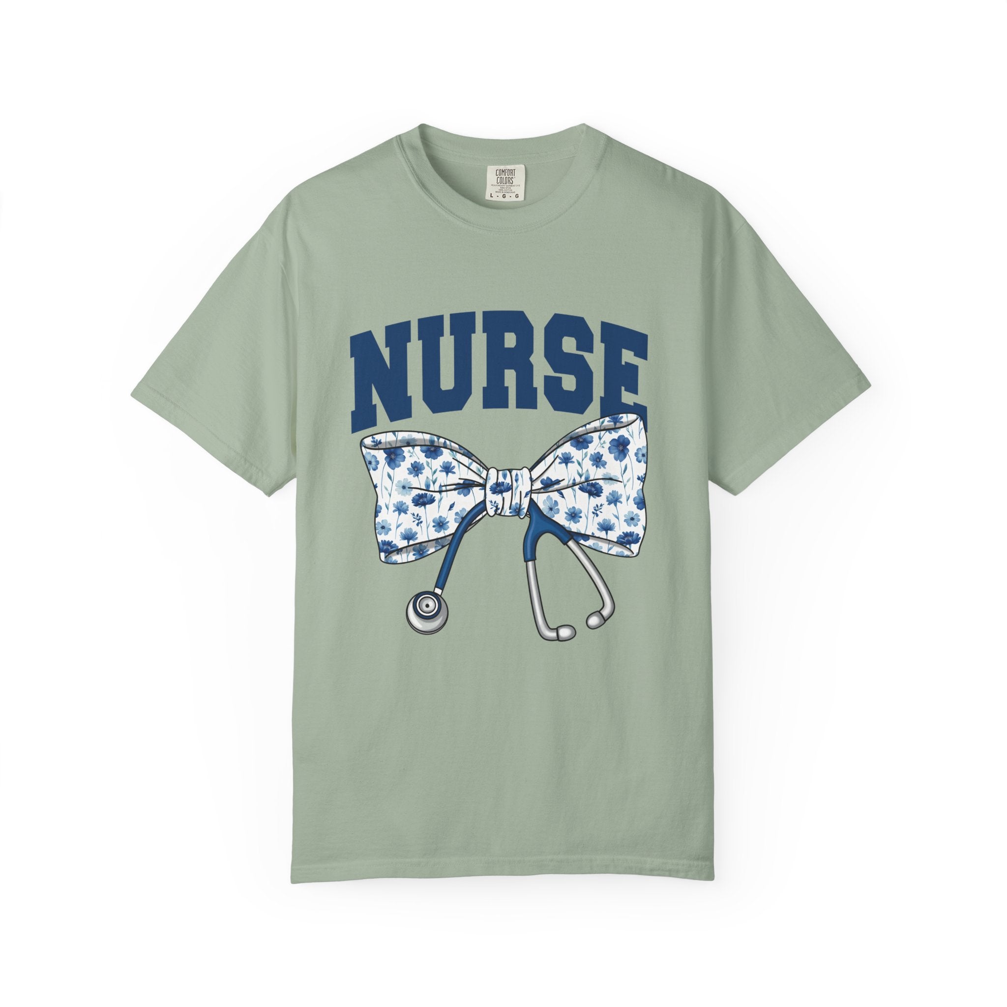 Nurse Bow Tie T‑Shirt – Floral Stethoscope Graphic Tee for Nurses