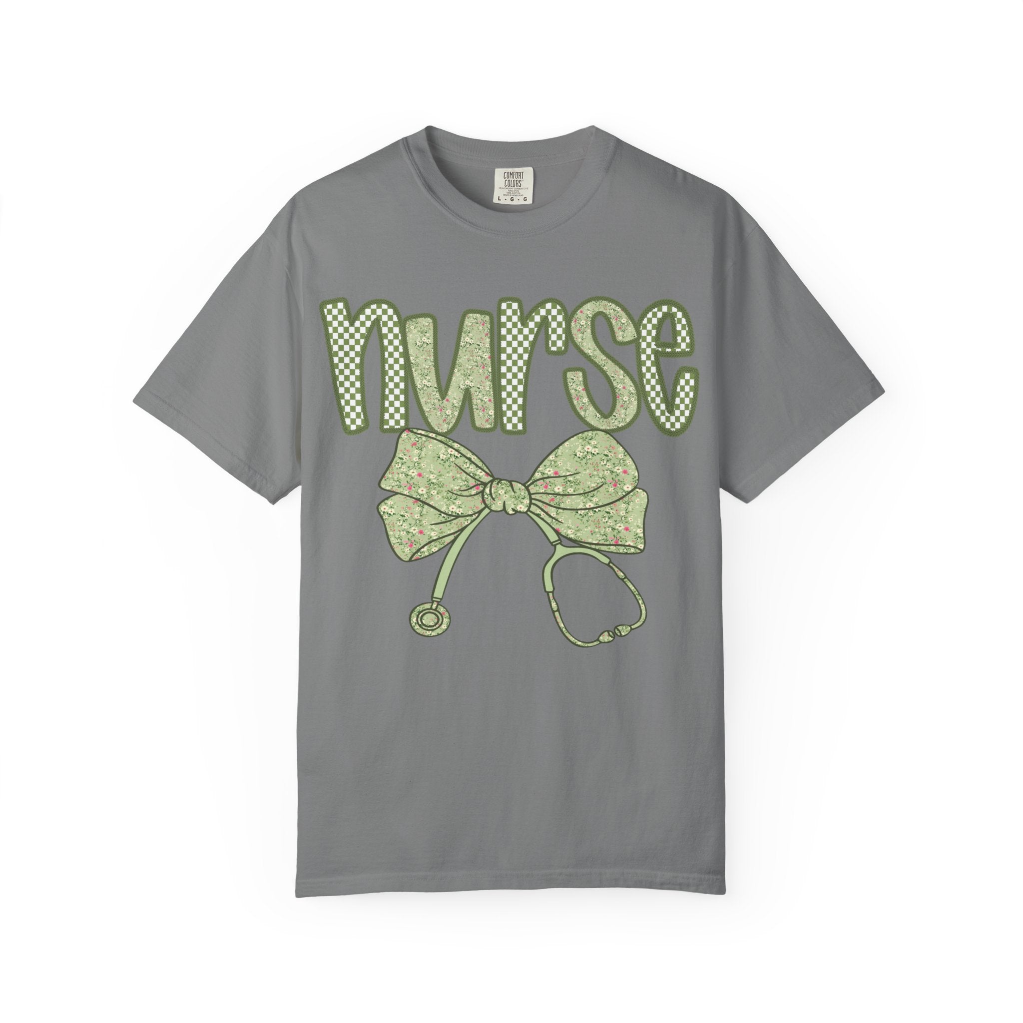Nurse Bow Stethoscope T-Shirt — Cute Green Nurse Graphic Tee