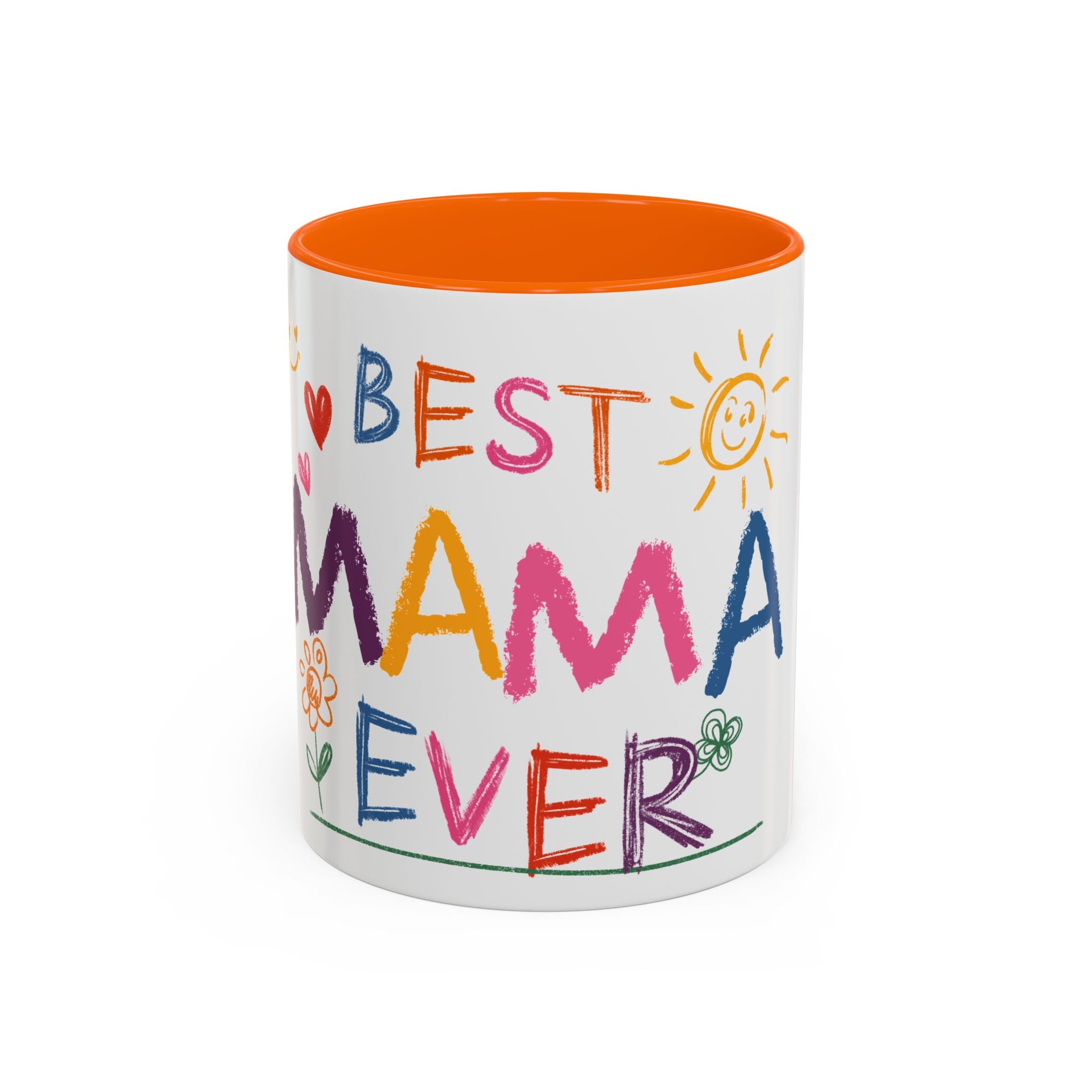 Best Mama Ever Accent Coffee Mug — Colorful Handwritten Mother’s Day Gift (11/15oz)