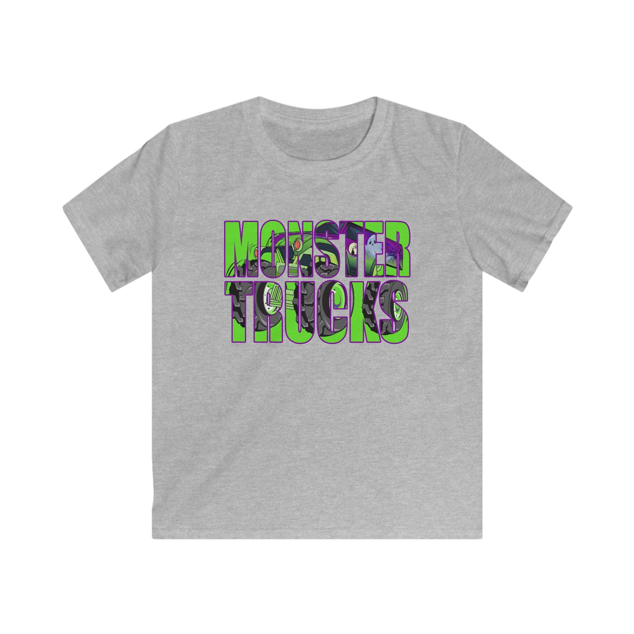 Kids Tee — 'Monster Trucks' Neon Graphic Shirt for Boys