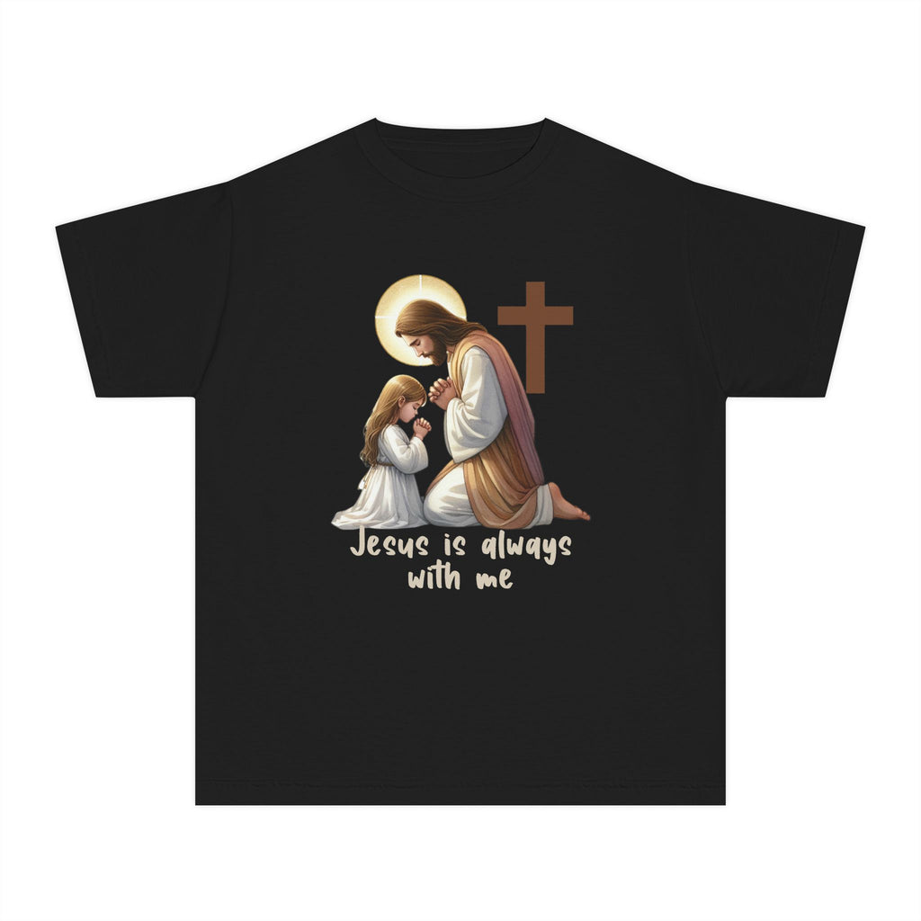 Youth Tee — "Jesus is Always With Me" Christian Prayer Kids T-Shirt