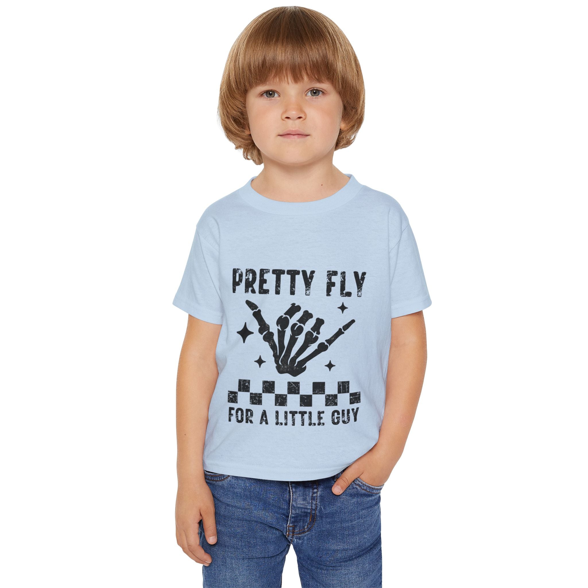 Toddler T-Shirt — "Pretty Fly for a Little Guy" Skeleton Hand Graphic