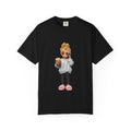 Cozy Morning Doll Graphic T-Shirt — Cute Girl in Slippers Coffee Tee
