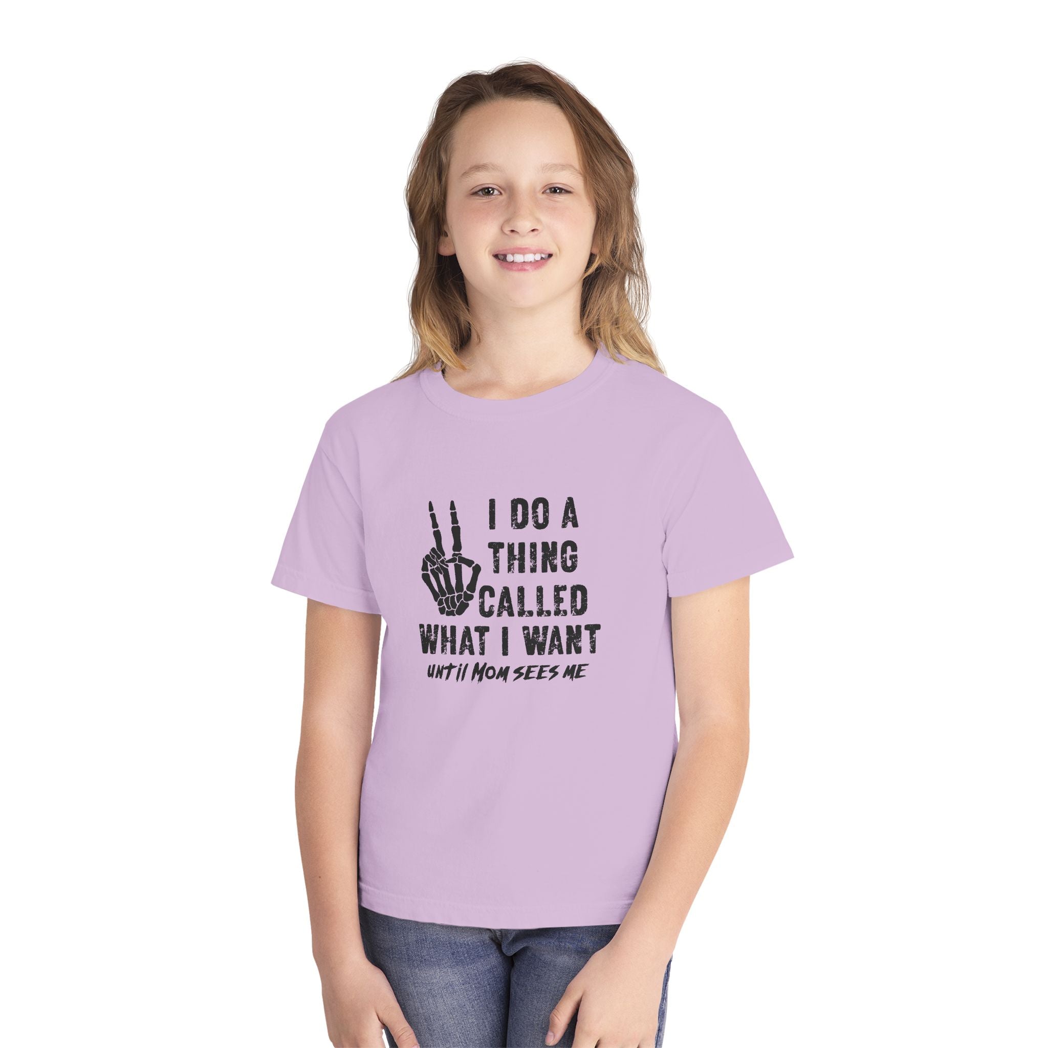 Youth Tee - "I Do A Thing Called What I Want" Skeleton Peace Sign Graphic