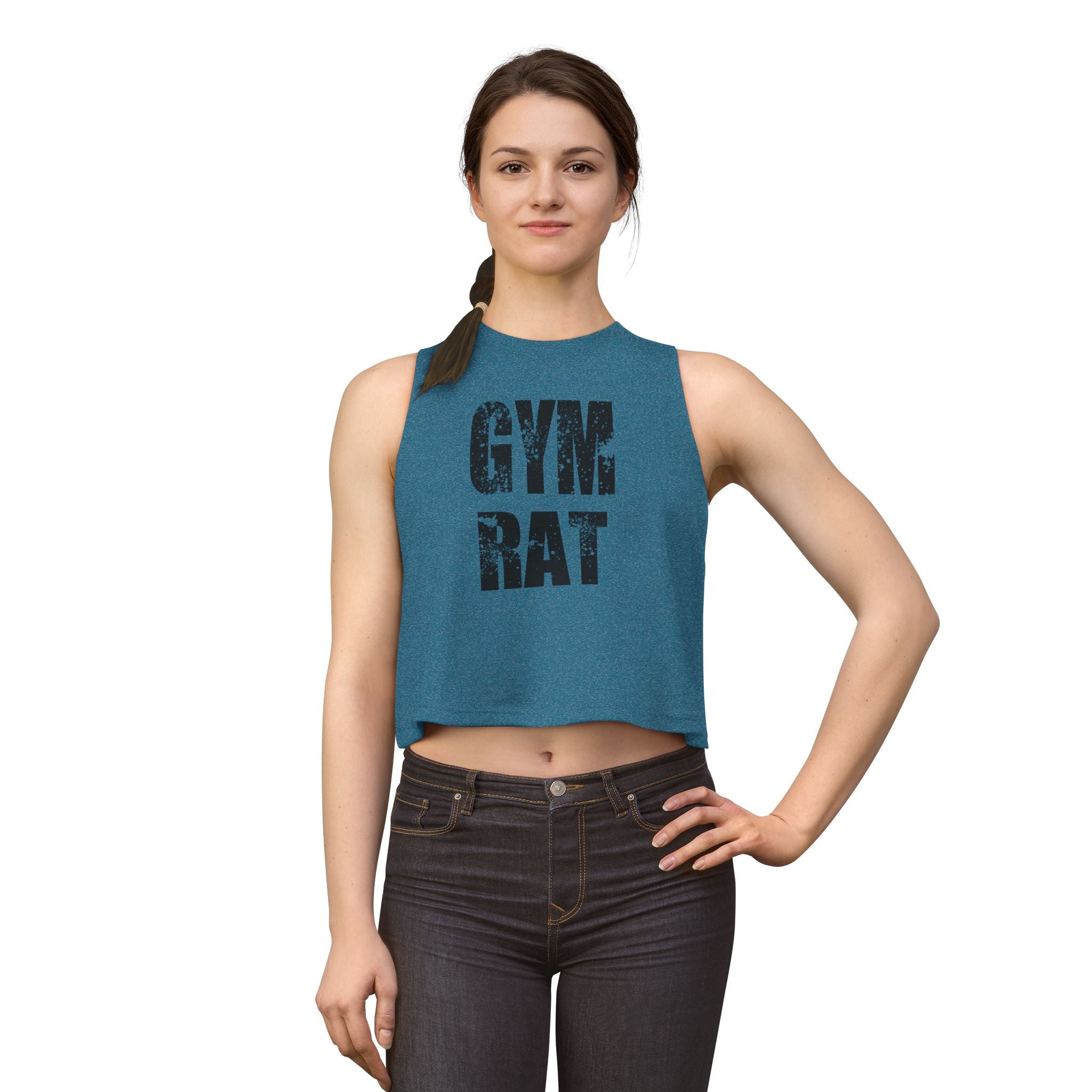 Gym Rat Women's Crop Top — Distressed Fitness Tank for Workout & Gym Lovers