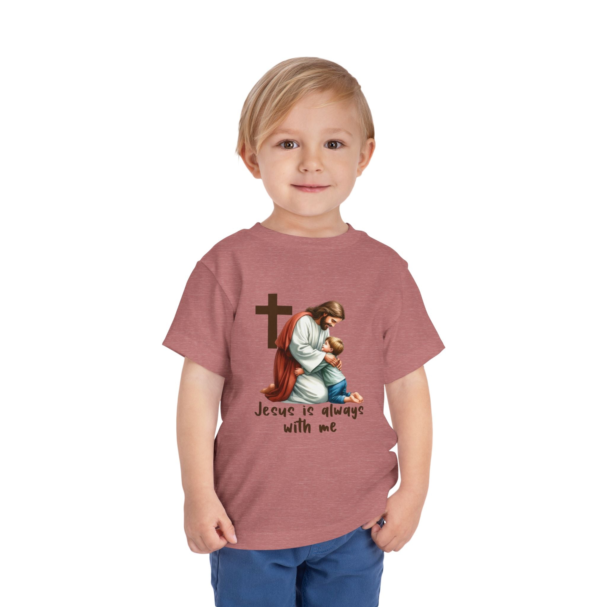 Toddler Tee — "Jesus Is Always With Me" Religious Baby T‑Shirt