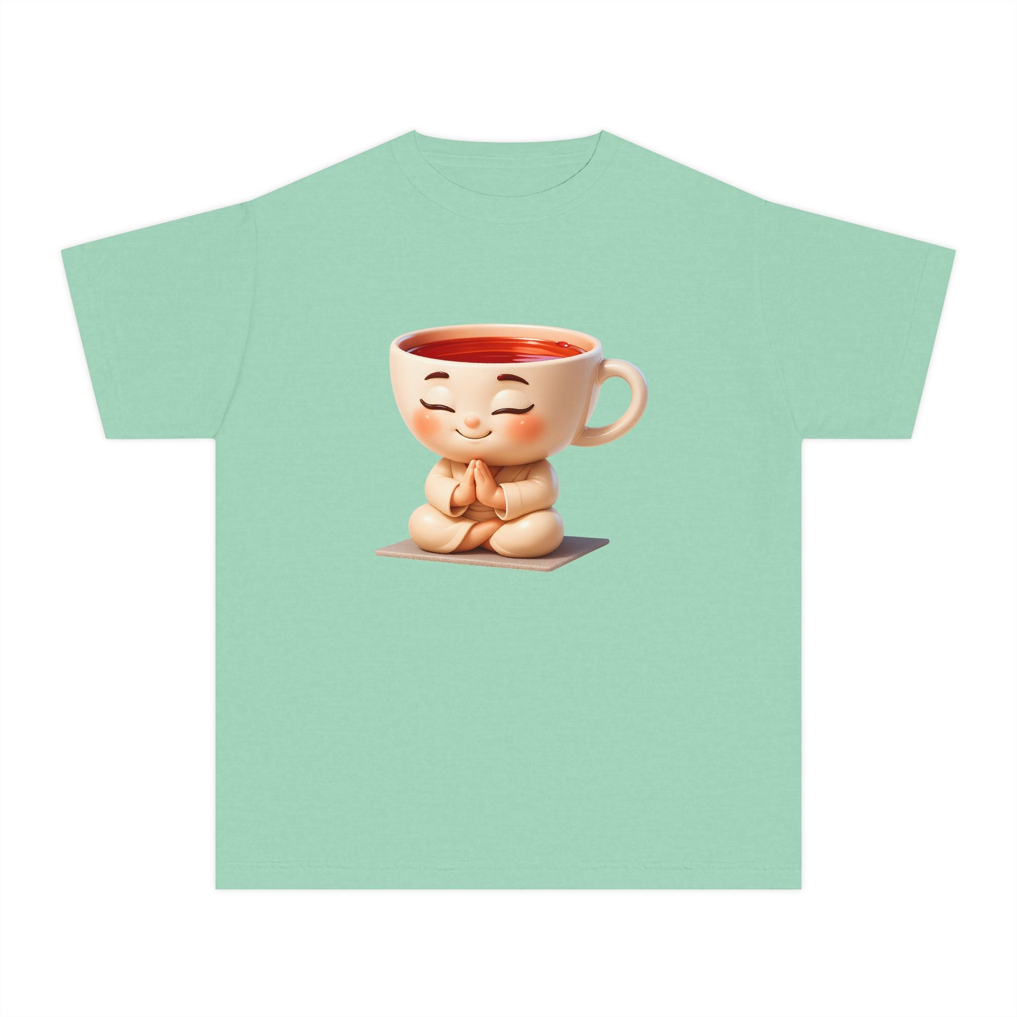 Youth Tee — Cute Meditating Teacup Cartoon Shirt for Kids