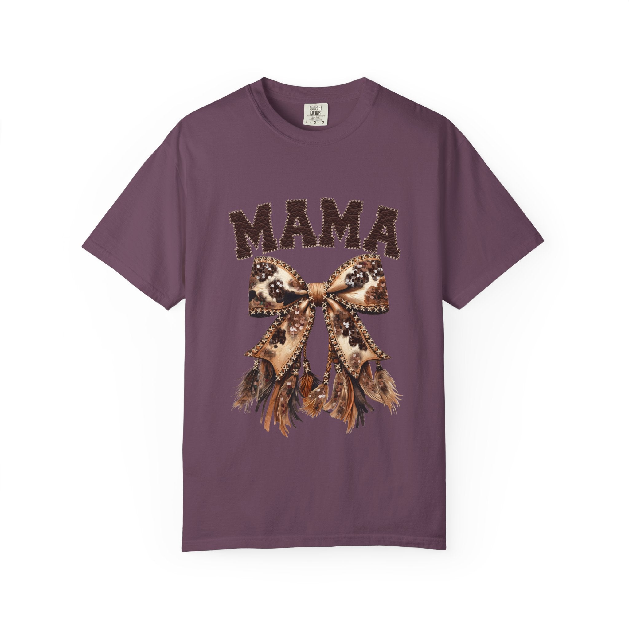 Mama Leopard Bow T‑Shirt – Floral Fringe Mom Tee