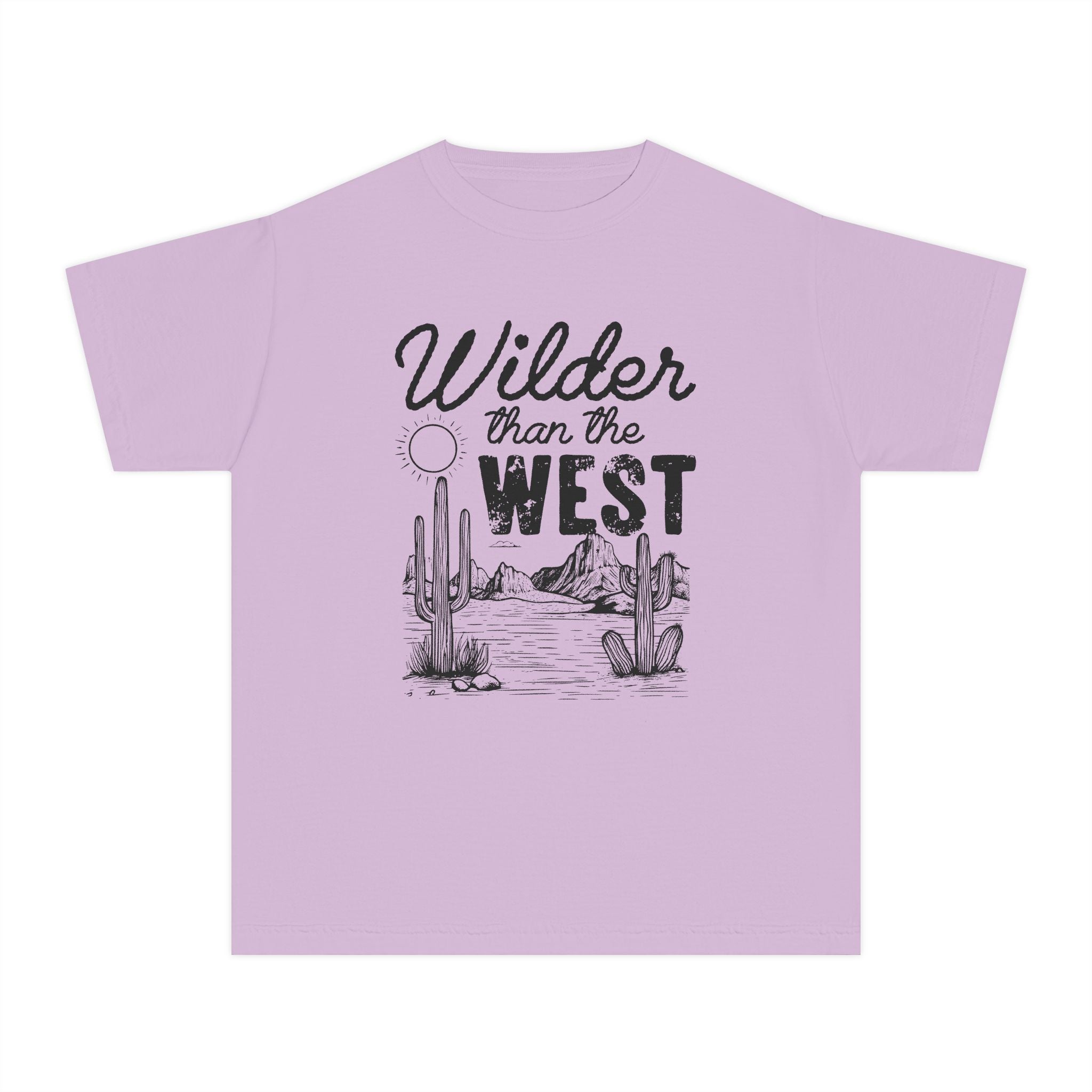 Youth Tee — "Wilder Than The West" Desert Cactus Graphic