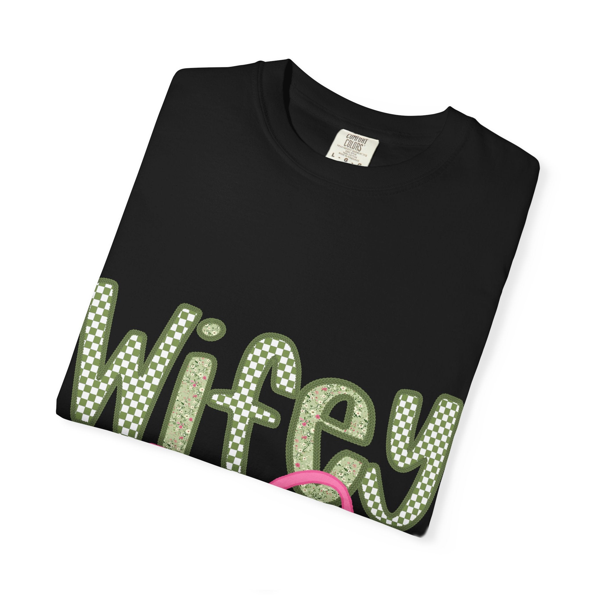 Wifey Graphic T-Shirt — Cute Polka Dot Text with Pink Bow