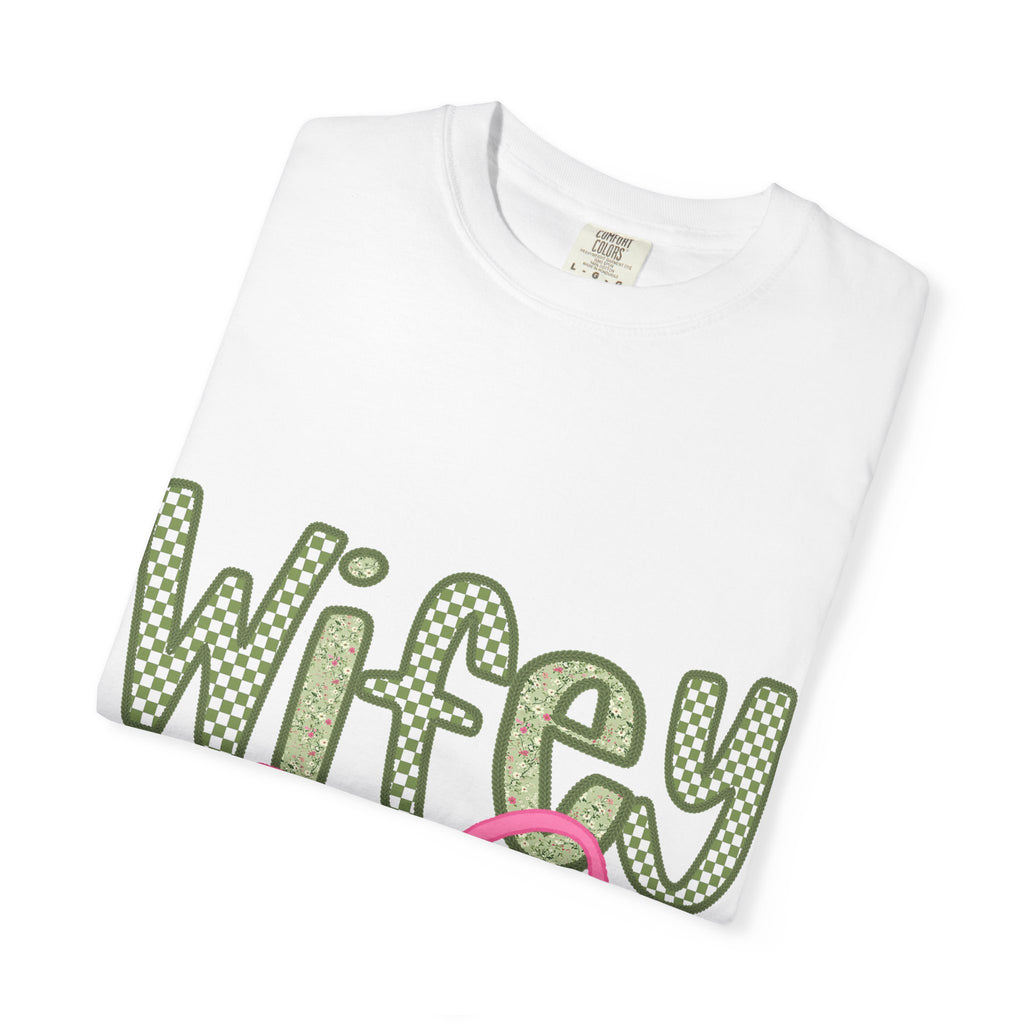 Wifey Graphic T-Shirt — Cute Polka Dot Text with Pink Bow
