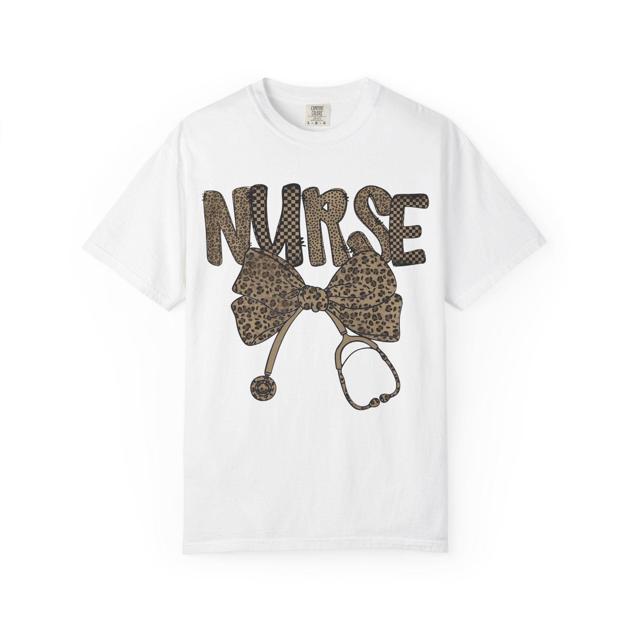 Nurse Leopard Print Stethoscope T-Shirt